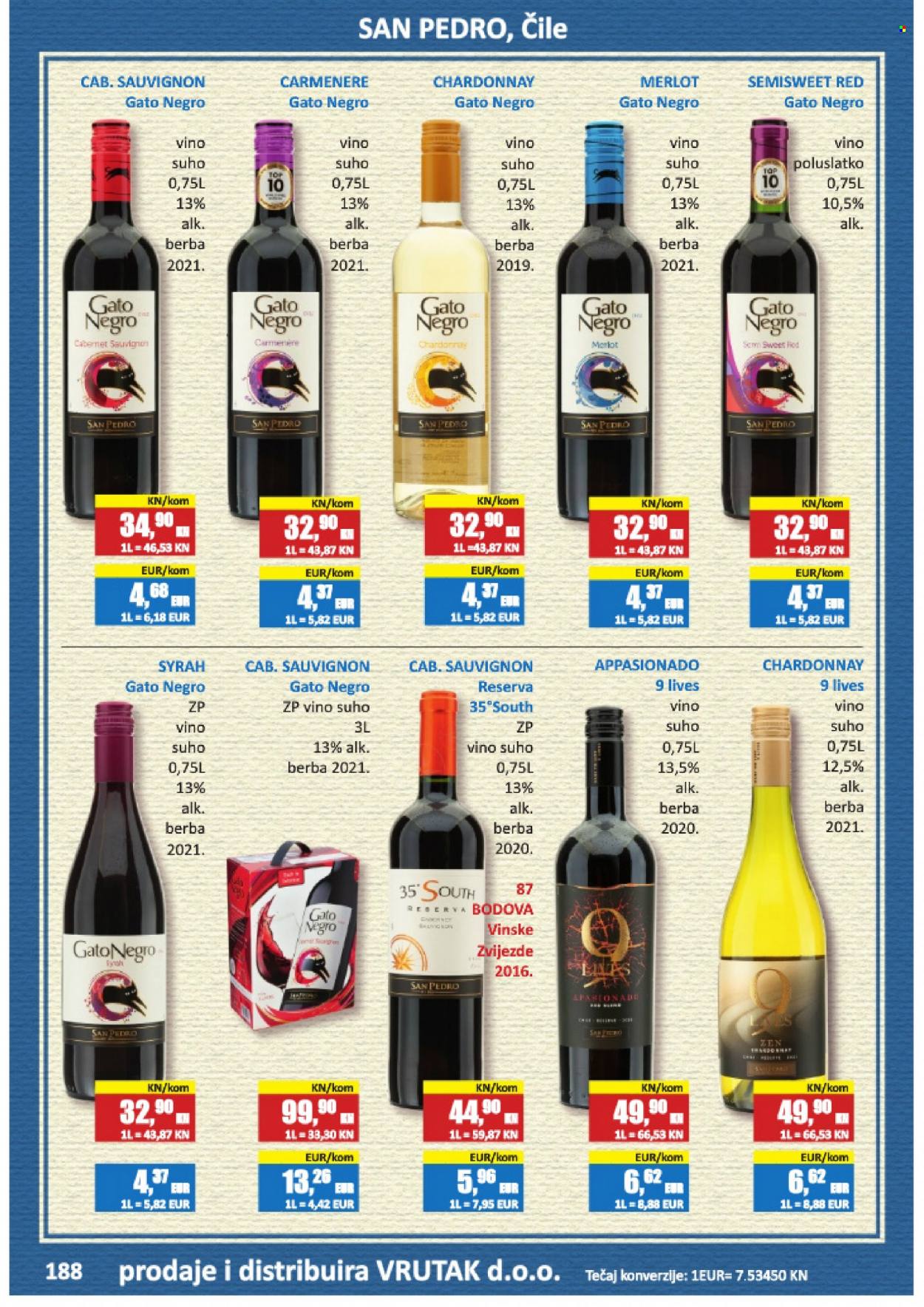 thumbnail - Vrutak katalog - Sniženi proizvodi - bijelo vino, Cabernet Sauvignon, crno vino, Chardonnay, Merlot, vino, Syrah, alkohol. Stranica 188.