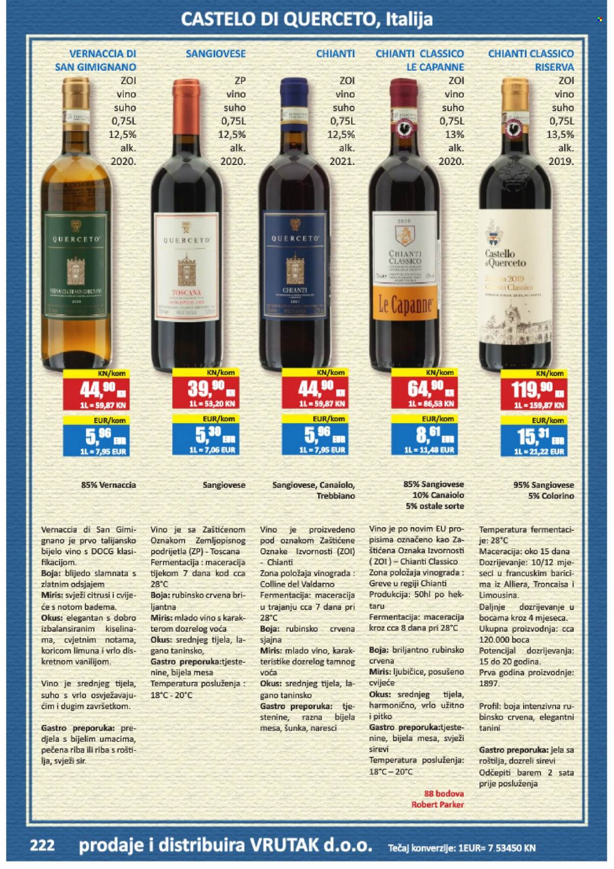 thumbnail - Vrutak katalog - Sniženi proizvodi - DOBRO, bijelo vino, Chianti, vino, alkohol, boca za piće. Stranica 222.