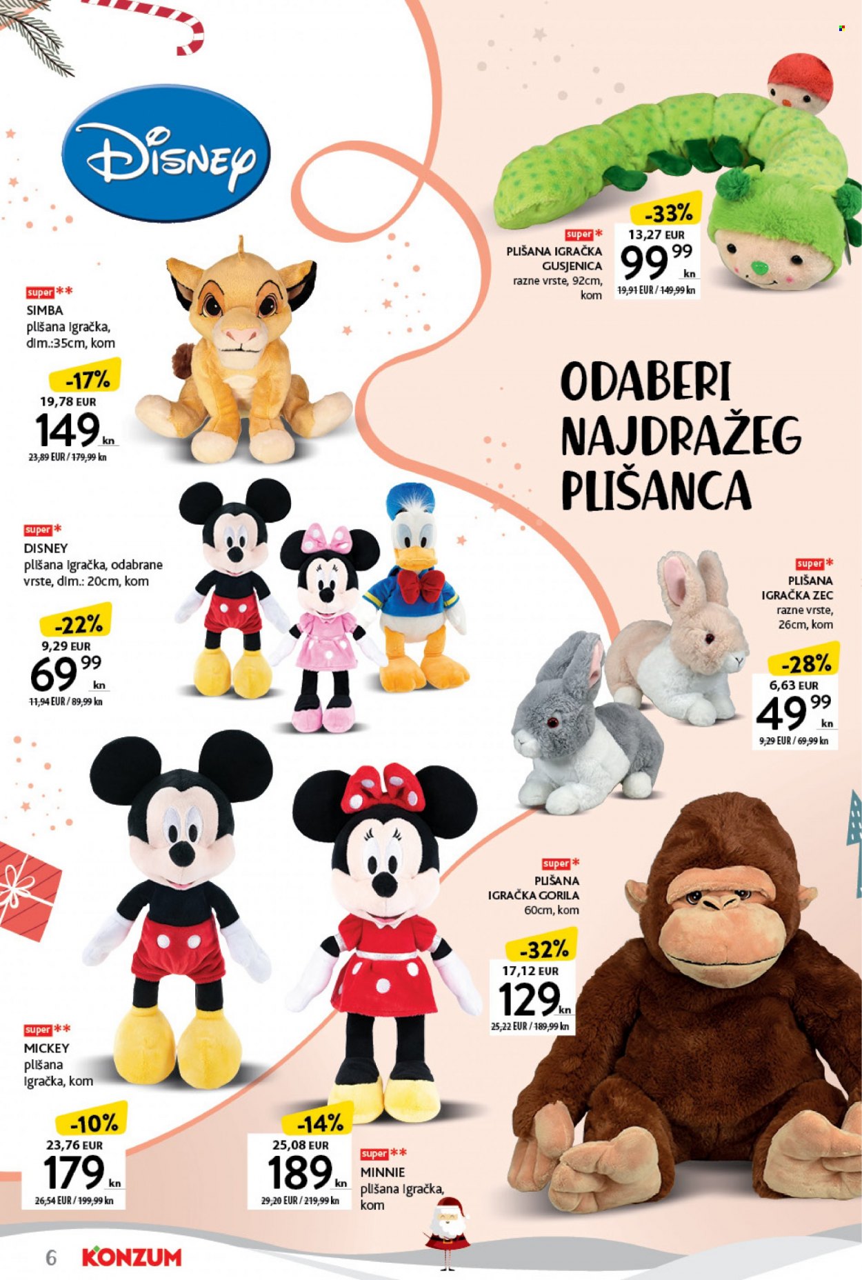 thumbnail - Konzum katalog - 21.11.2022. - 31.12.2022. - Sniženi proizvodi - Disney, Mickey Mouse, Minnie Mouse, igračka, plišana igračka. Stranica 6.