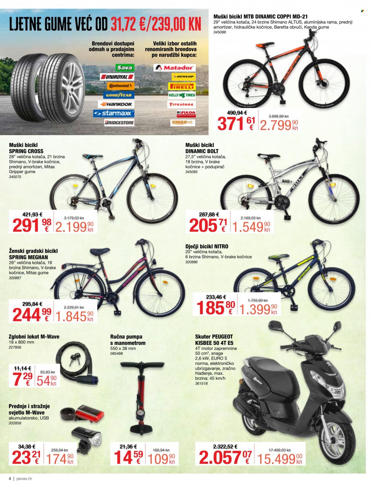 thumbnail - Pevex katalog - 02.03.2023. - 28.03.2023. - Sniženi proizvodi - Dunlop, bicikl, dječji bicikl, ručna pumpa, Bridgestone, Continental, Hankook, Sava, ljetne gume. Stranica 4.