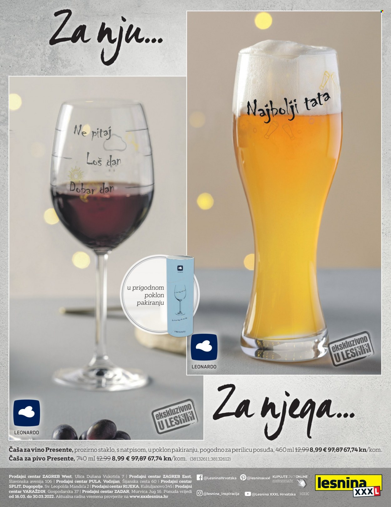 thumbnail - Lesnina katalog - 16.03.2023. - 30.03.2023. - Sniženi proizvodi - čaša, čaša za pivo, čaša za vino. Stranica 1.