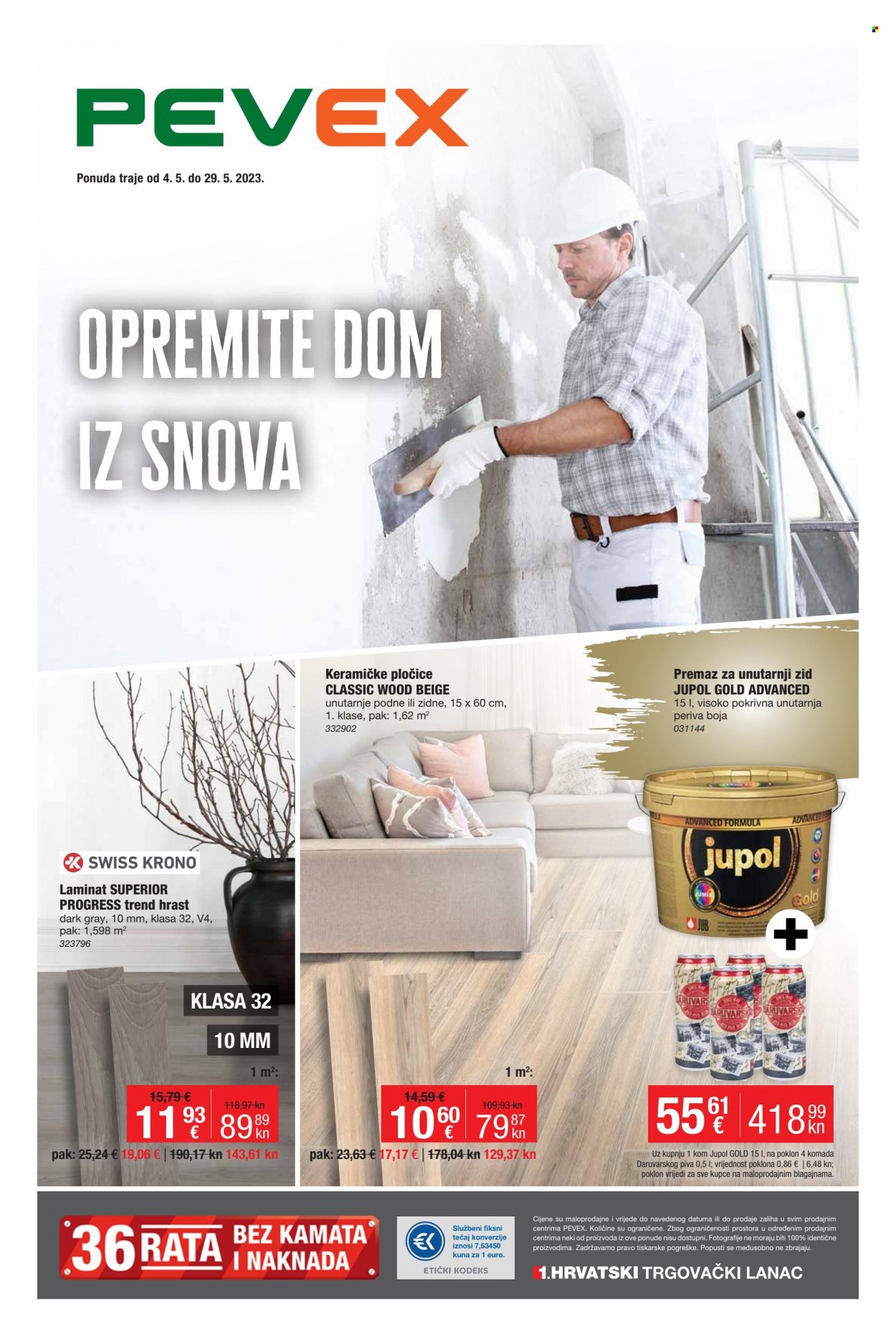 Pevex katalog - 04.05.2023. - 29.05.2023. - Sniženi proizvodi - Jupol, dječji auto, pločice. Stranica 1.