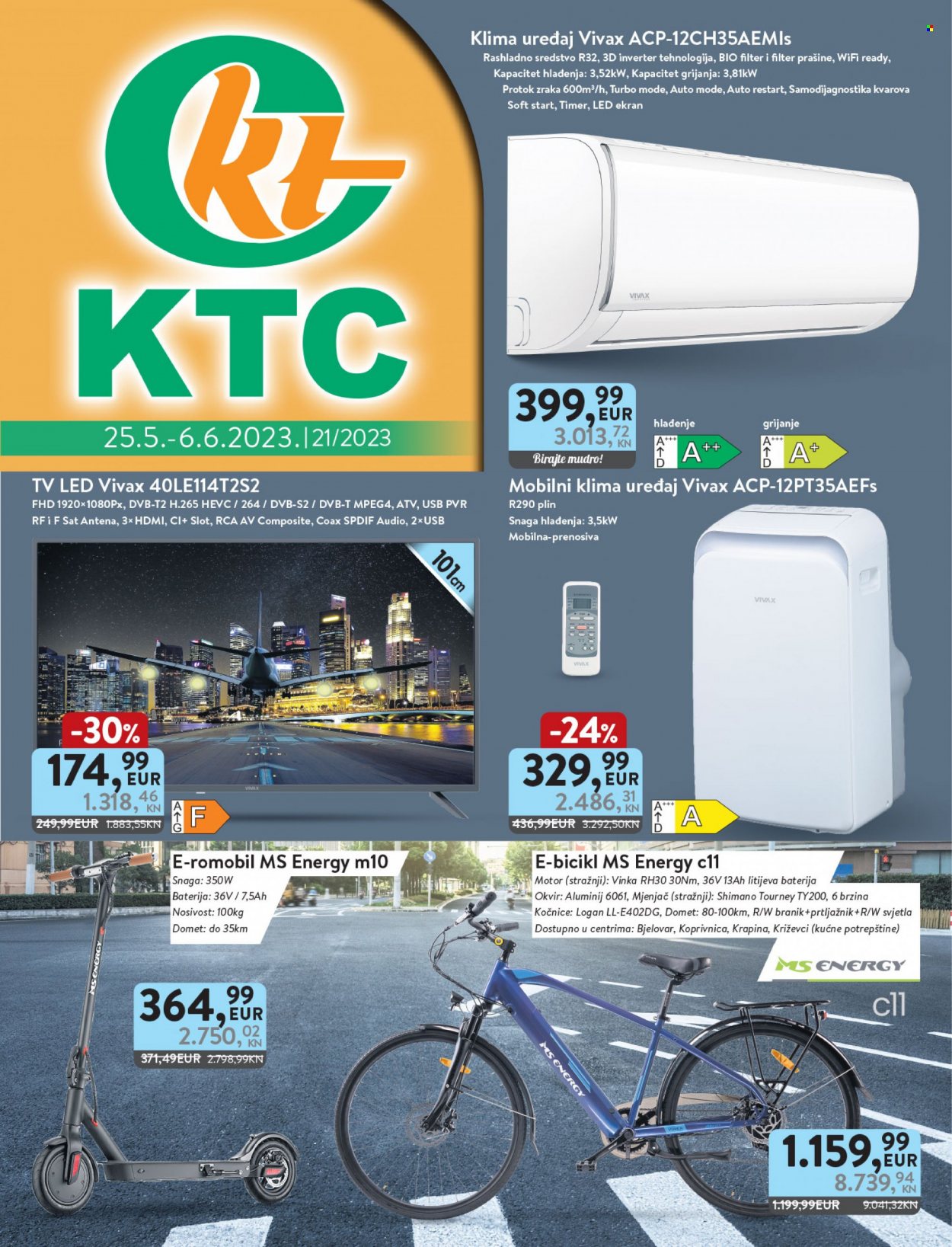 thumbnail - KTC katalog - 25.05.2023. - 06.06.2023. - Sniženi proizvodi - električni romobil, E-Romobil, klima uređaj, rashladni uređaj, Vivax, televizor, TV LED, bicikl, električni bicikl. Stranica 1.