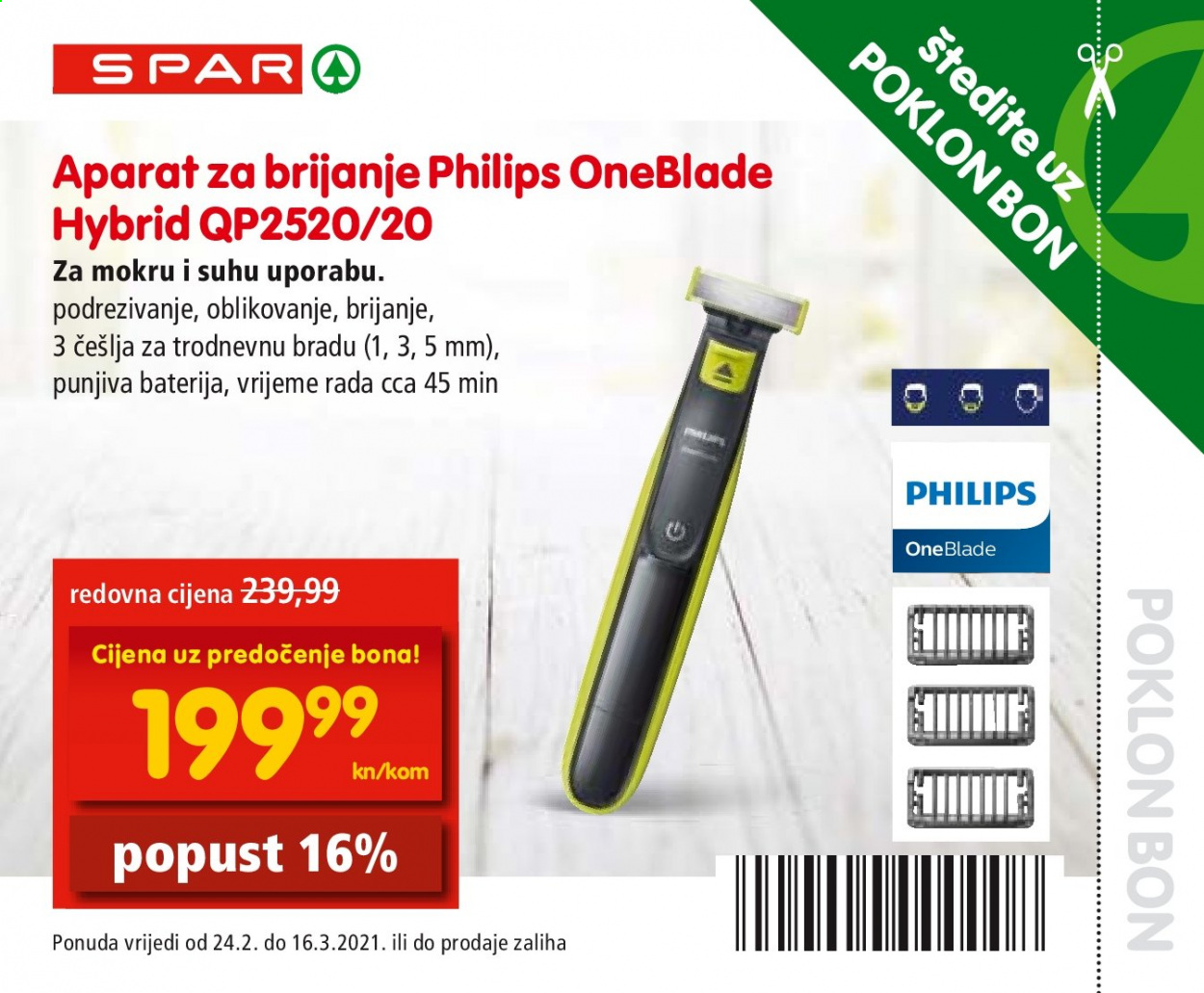 thumbnail - SPAR katalog - 24.02.2021. - 16.03.2021. - Sniženi proizvodi - Philips, aparat za brijanje. Stranica 26.