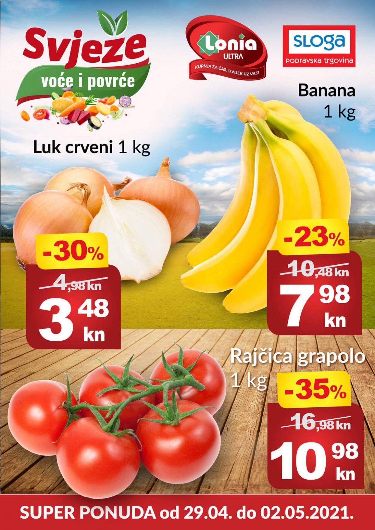thumbnail - Ribola katalog - 29.04.2021. - 02.05.2021. - Sniženi proizvodi - rajčica, crveni luk, banane. Stranica 1.