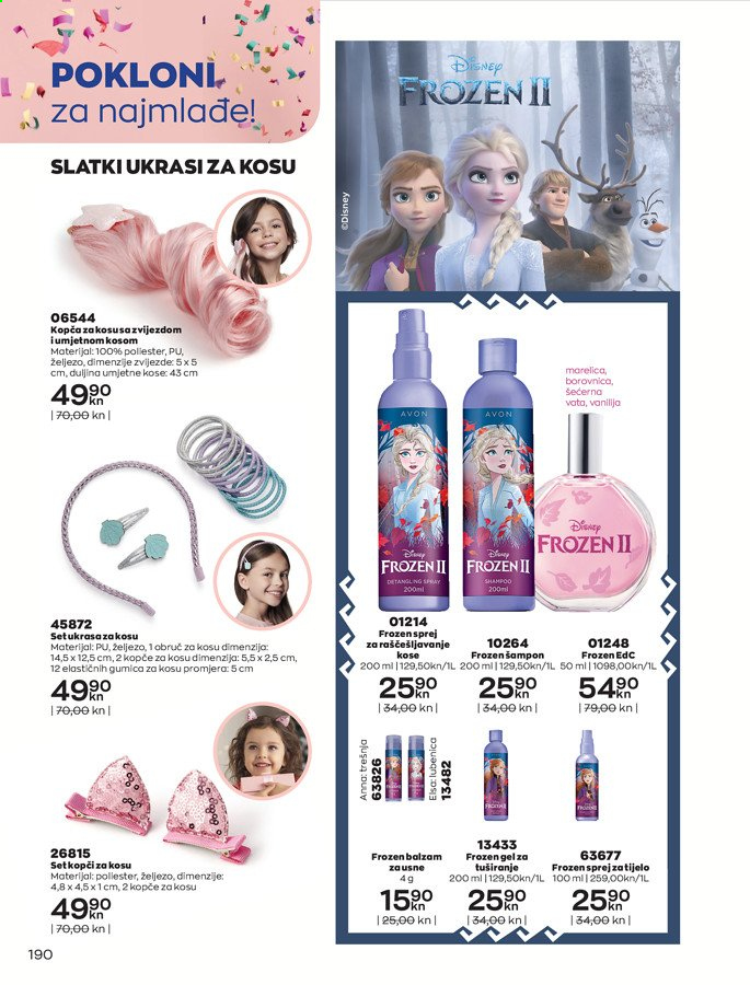 thumbnail - Avon katalog - 01.05.2021. - 31.05.2021. - Sniženi proizvodi - gel za tuširanje, šampon, Avon, gumica za kosu, Disney Frozen. Stranica 190.