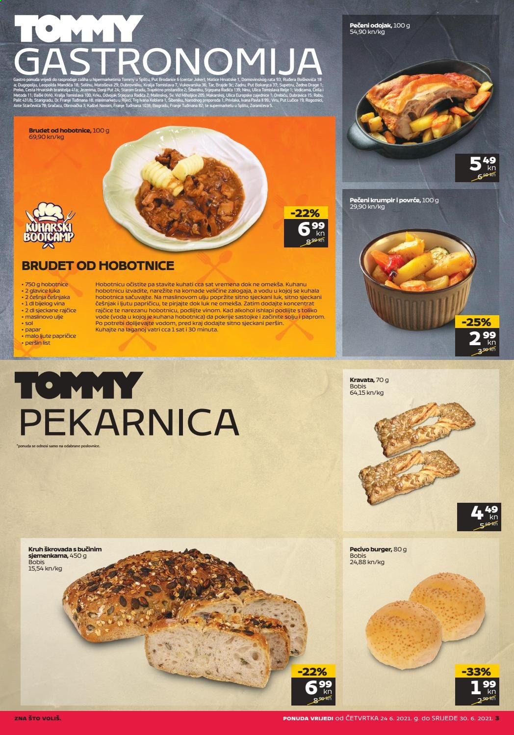 thumbnail - Tommy katalog - 24.06.2021. - 30.06.2021. - Sniženi proizvodi - odojak, kruh, pecivo, paprika, hobotnica, pečeni odojak, pečeni krumpir, pasirana rajčica, maslinovo ulje, kravata. Stranica 3.