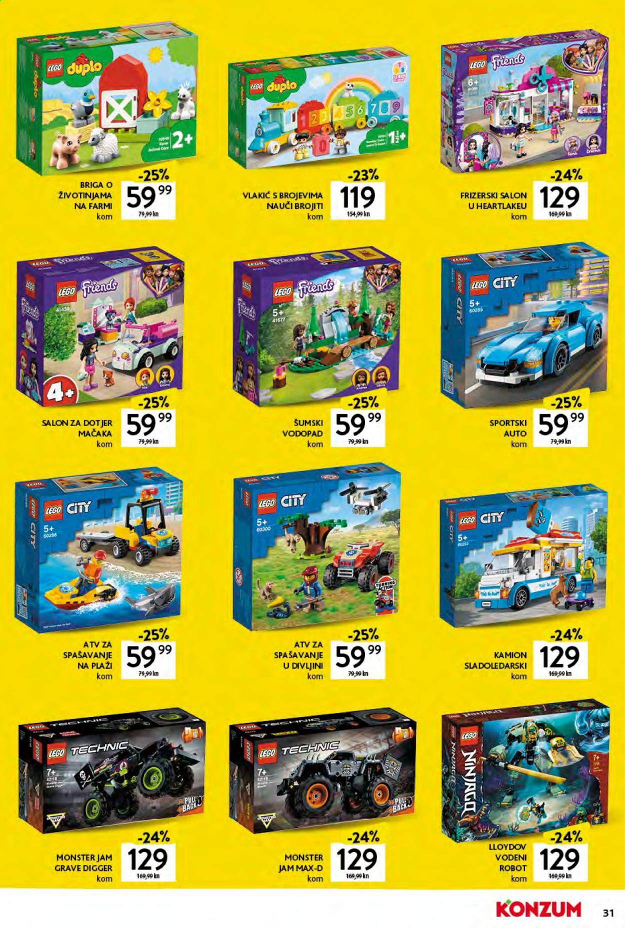 thumbnail - Konzum katalog - 16.08.2021. - 19.09.2021. - Sniženi proizvodi - LEGO, LEGO City, LEGO Duplo, LEGO Friends, LEGO Technic, plastični kamion. Stranica 31.