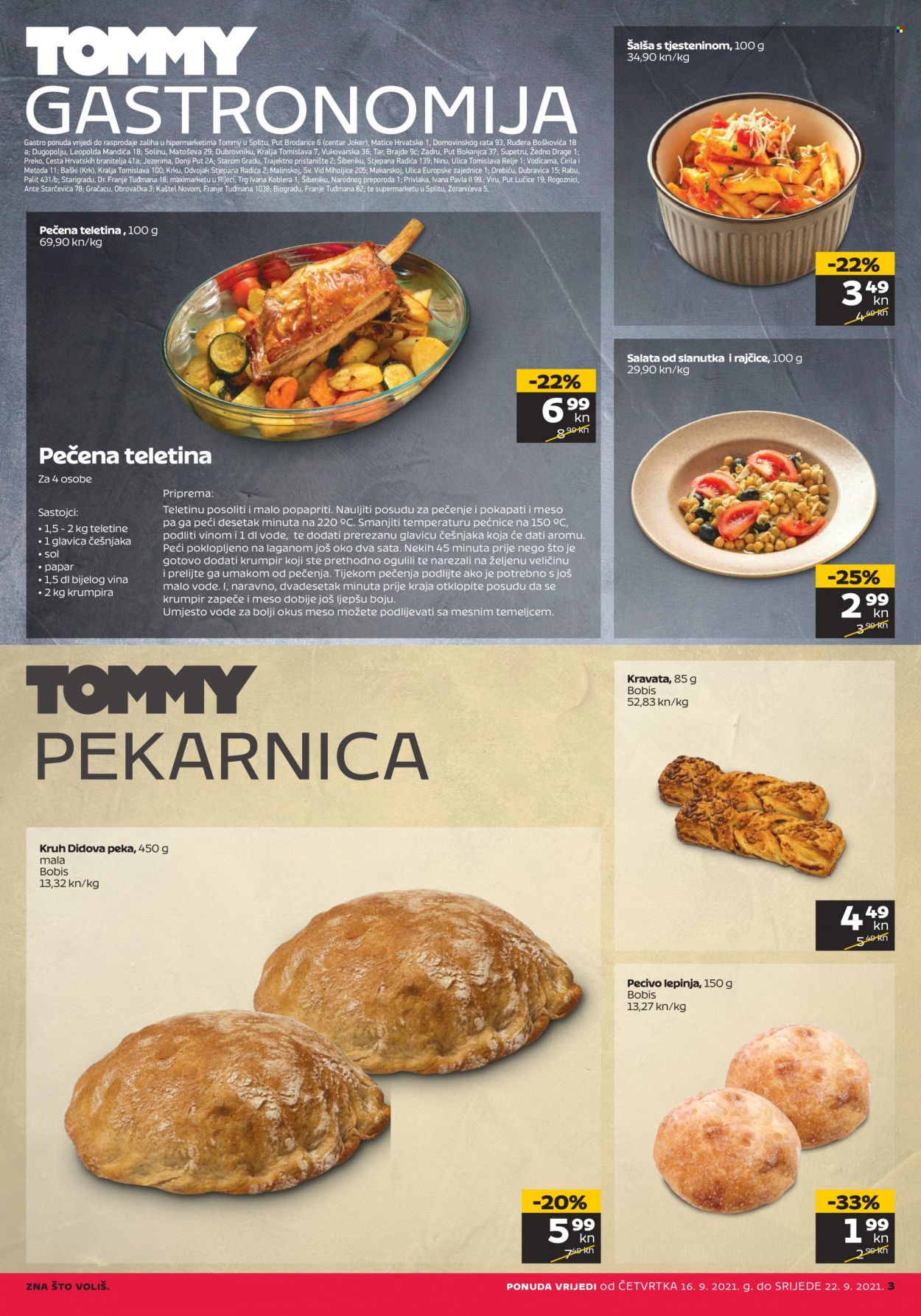 thumbnail - Tommy katalog - 16.09.2021. - 22.09.2021. - Sniženi proizvodi - kruh, pecivo, lepinje, kravata. Stranica 3.
