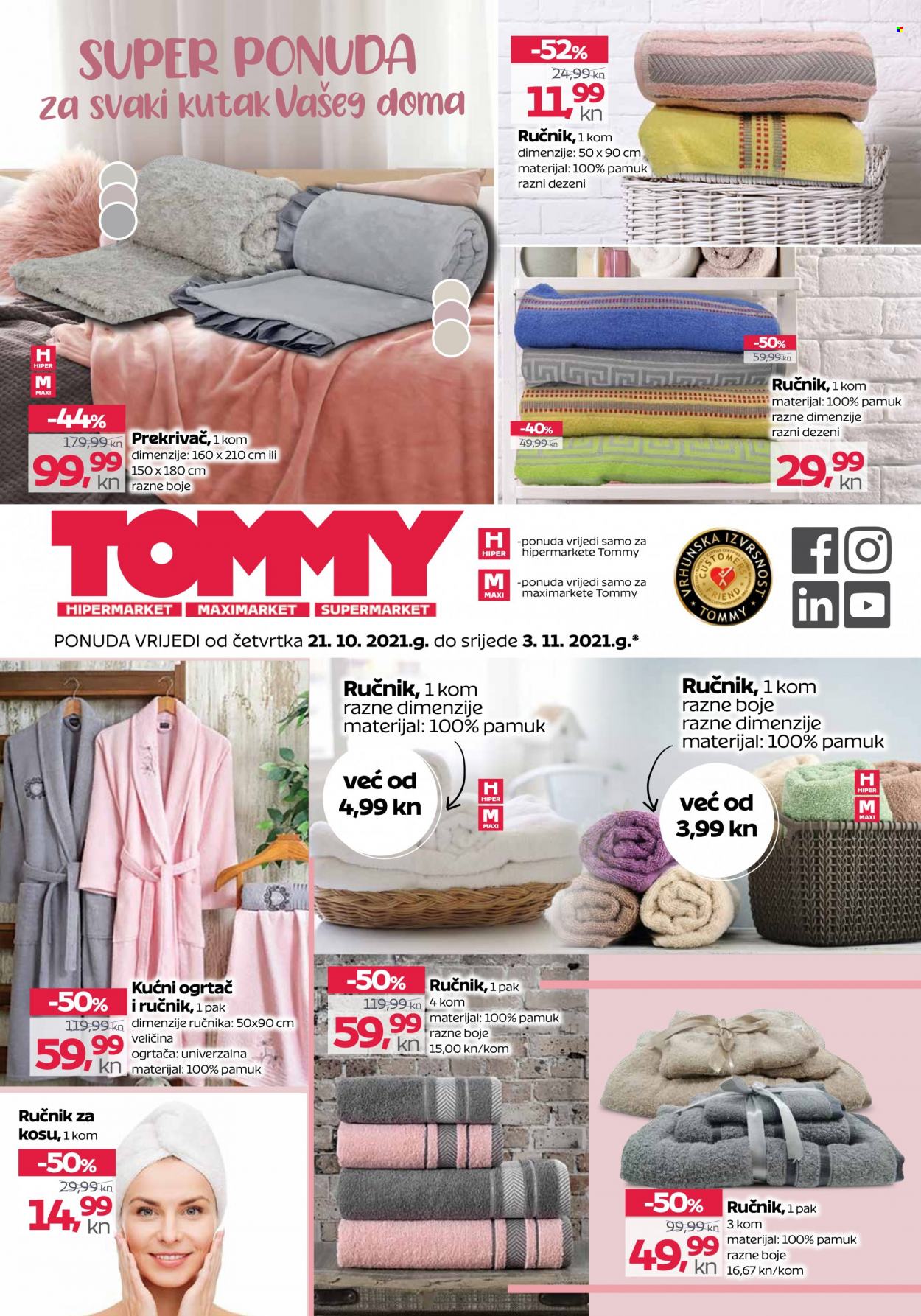thumbnail - Tommy katalog - 21.10.2021. - 03.11.2021. - Sniženi proizvodi - prekrivač, ručnik, kućni ogrtač. Stranica 1.