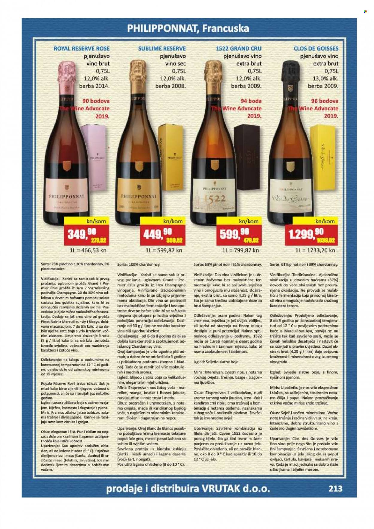 thumbnail - Vrutak katalog - 01.11.2021. - 31.10.2022. - Sniženi proizvodi - crno vino, champagne, Chardonnay, Pinot Noir, vino, pjenušavo vino. Stranica 213.
