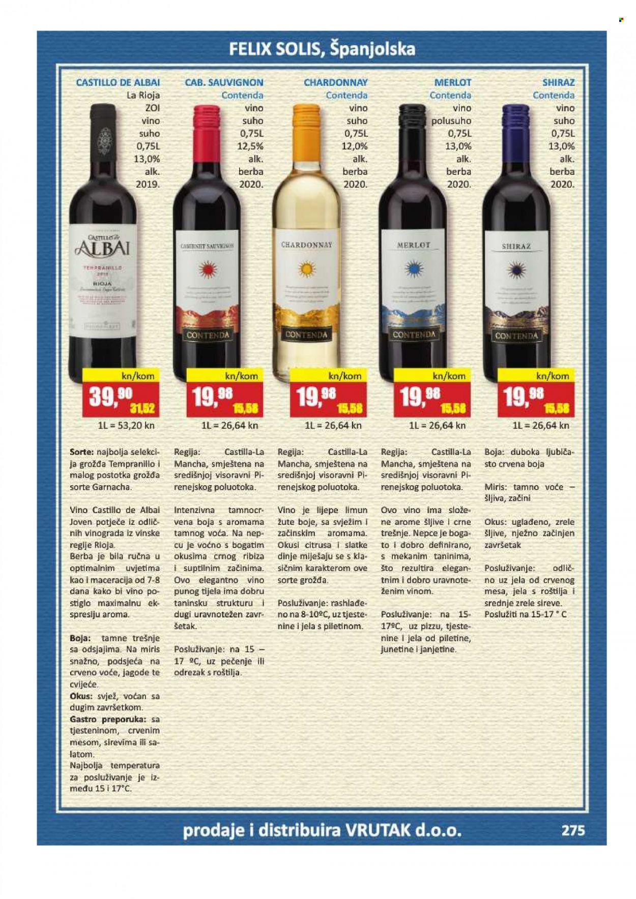 thumbnail - Vrutak katalog - 01.11.2021. - 31.10.2022. - Sniženi proizvodi - Cabernet Sauvignon, garnacha, Chardonnay, Merlot, Rioja, vino. Stranica 275.