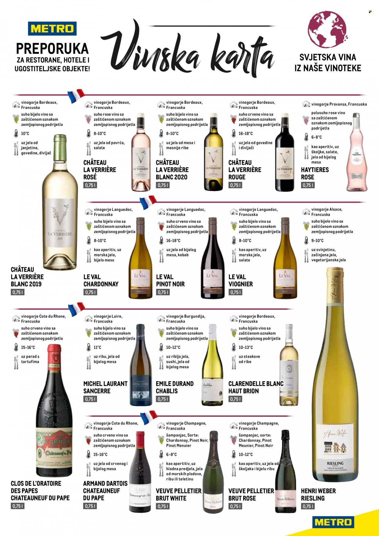 thumbnail - Metro katalog - Sniženi proizvodi - sushi, bijelo vino, Bordeaux, Chablis, champagne, Chardonnay, Pinot Noir, Riesling, vino, rose vino, alkohol. Stranica 1.