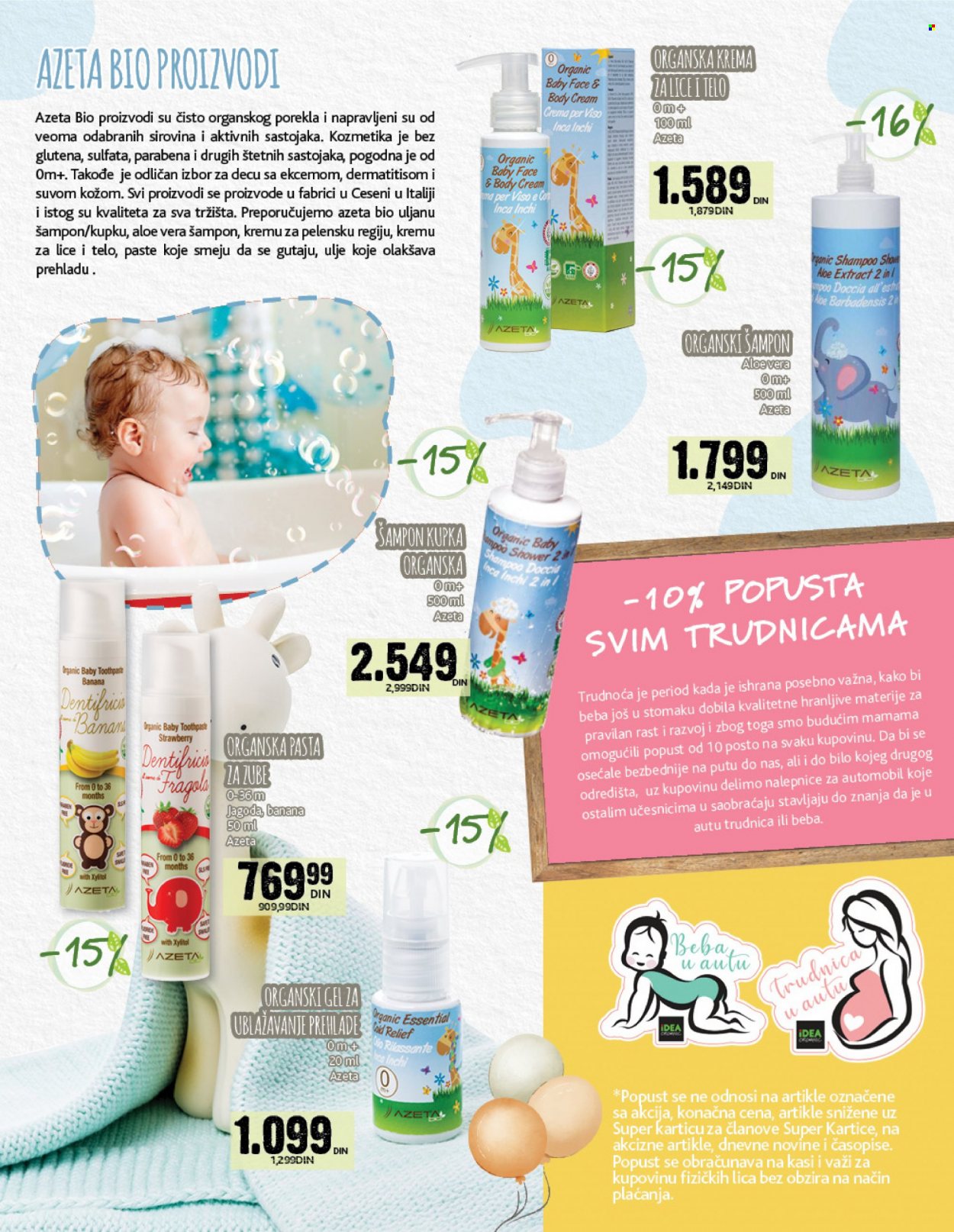 thumbnail - Idea katalog - 01.03.2023 - 30.03.2023 - Proizvodi na akciji - krema, krema za bebe, krema za lice, dečiji šampon, šampon, kupka, kupka za bebe, dečja pasta za zube, pasta za zube, gel za ublažavanje prehlade. Stranica 15.