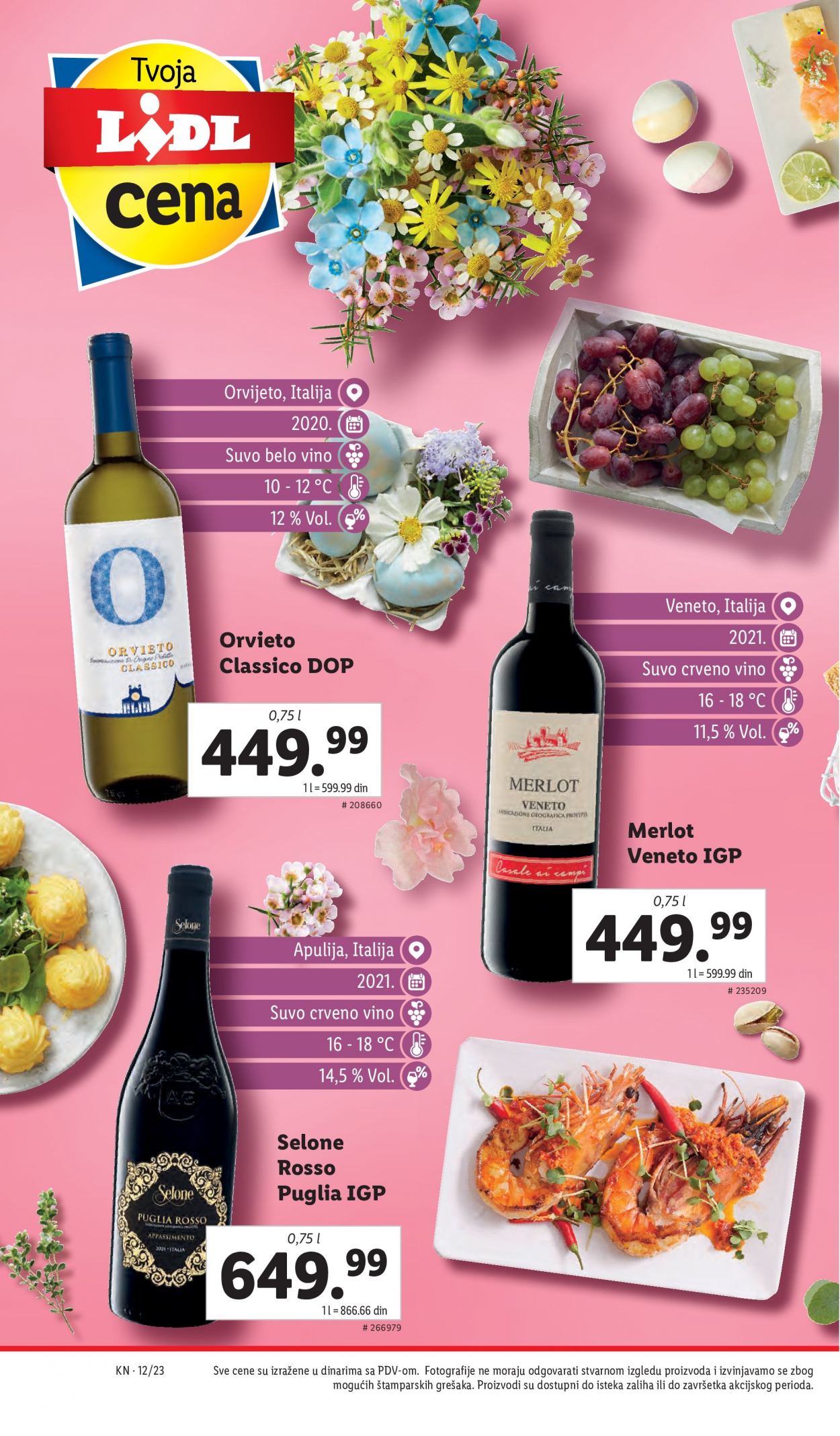 thumbnail - Lidl katalog - 23.03.2023 - 29.03.2023 - Proizvodi na akciji - alkohol, belo vino, vino, crveno vino, Merlot. Stranica 16.