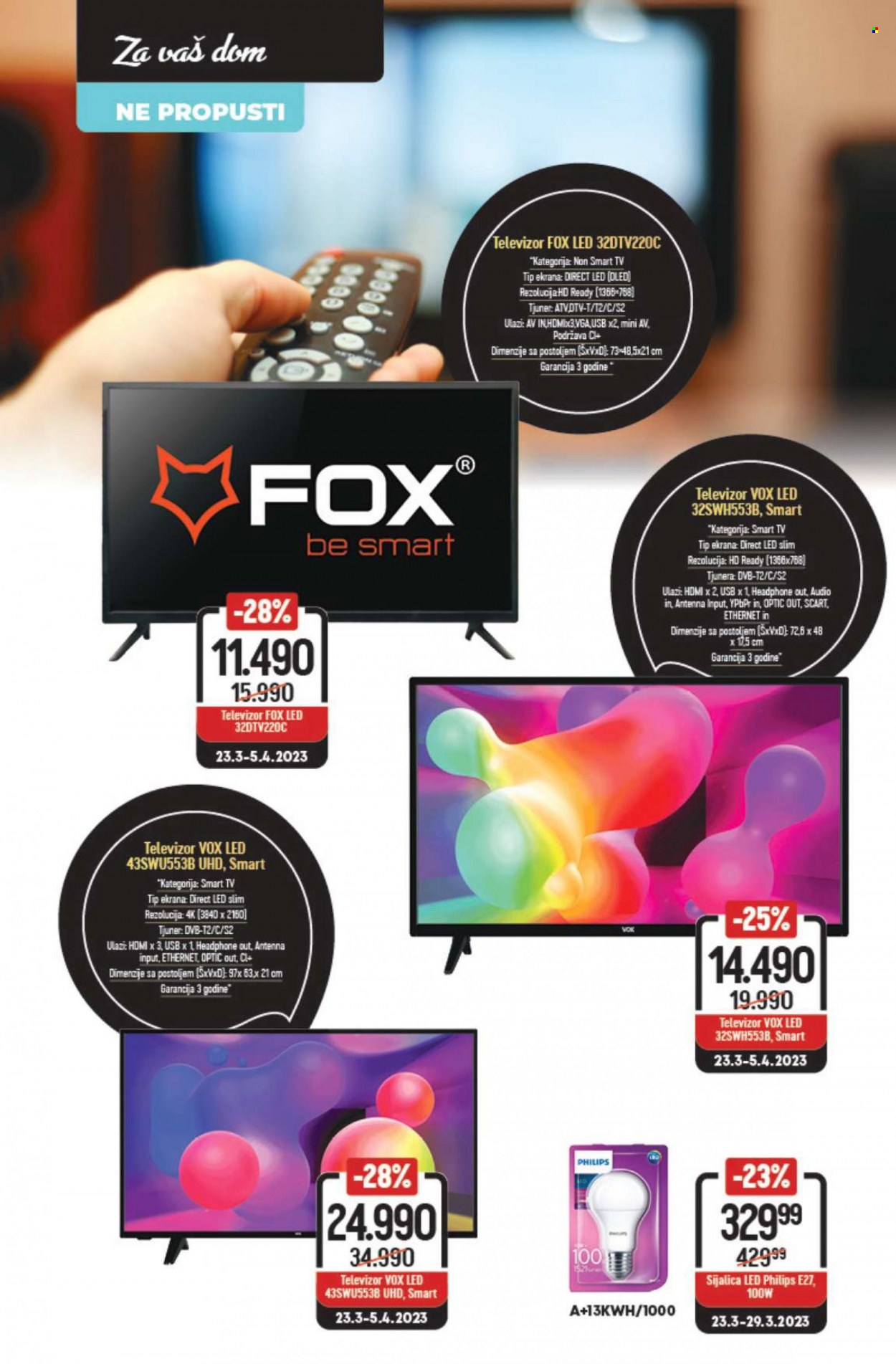 thumbnail - Mega Maxi katalog - 23.03.2023 - 29.03.2023 - Proizvodi na akciji - LED televizor, televizor, smart televizor, VOX, Philips, sijalica. Stranica 30.