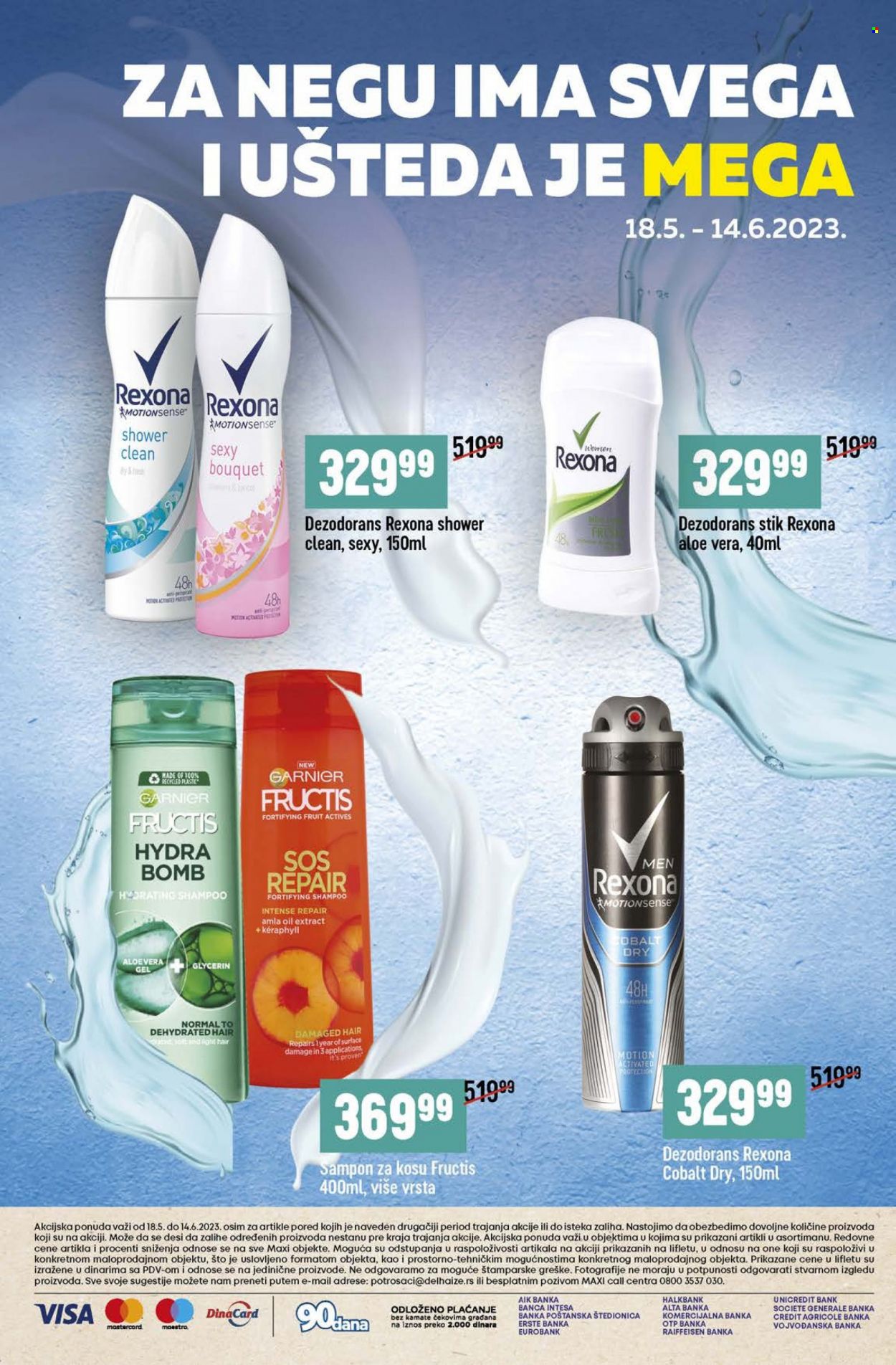 thumbnail - Mega Maxi katalog - 18.05.2023 - 14.06.2023 - Proizvodi na akciji - dezodorans, Rexona, Fructis, Garnier, šampon. Stranica 12.