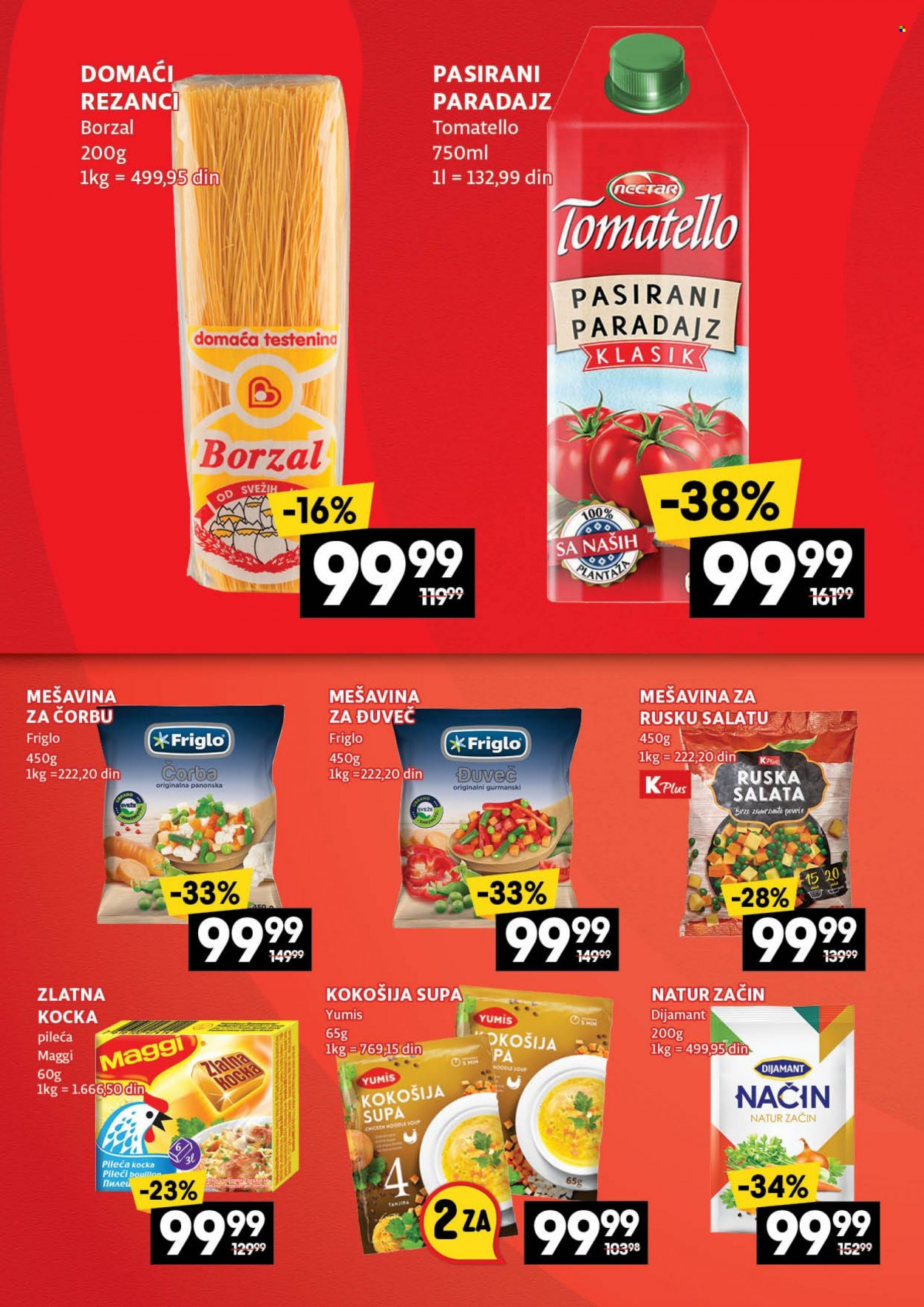 Roda katalog - 04.09.2023 - 30.09.2023 - Proizvodi na akciji - pasirani paradajz, testenina, mešavina povrća, smrznuta mešavina, duveč, ruska salata, zamrznuto povrće, Dijamant, Natur, univerzalna začina, začini, instant supa, Yumis, kocka za supu, Maggi. Stranica 6.