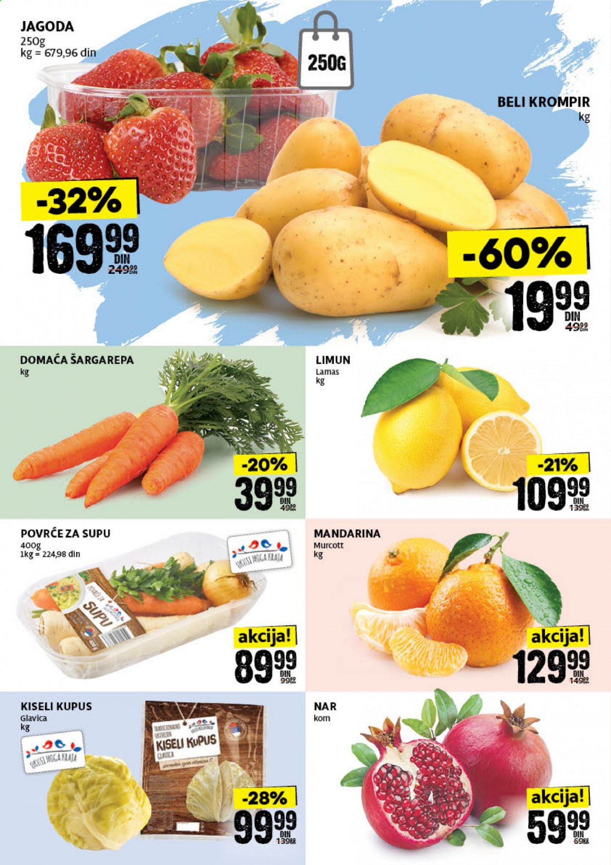 thumbnail - Roda katalog - 19.02.2021 - 25.02.2021 - Proizvodi na akciji - krompir, šargarepa, beli krompir, povrće za supu, limun, mandarina, nar, jagoda, kiseli kupus. Stranica 2.
