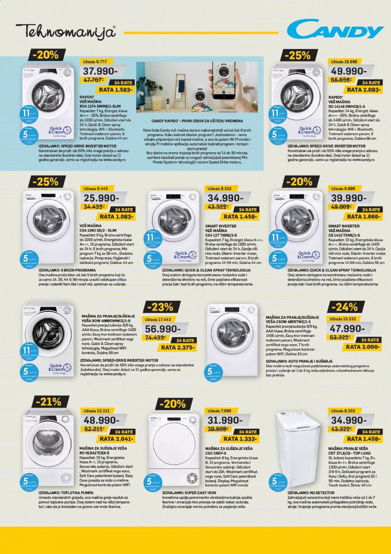 thumbnail - Tehnomanija katalog - 01.03.2021 - 31.03.2021 - Proizvodi na akciji - čaša, Candy, mašina za pranje veša, mašina za sušenje veša. Stranica 6.