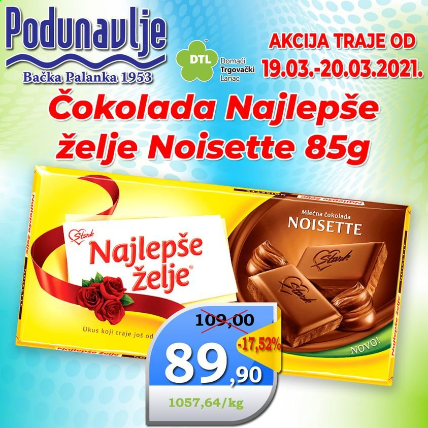 thumbnail - Podunavlje katalog - 19.03.2021 - 20.03.2021 - Proizvodi na akciji - čokolada. Stranica 1.