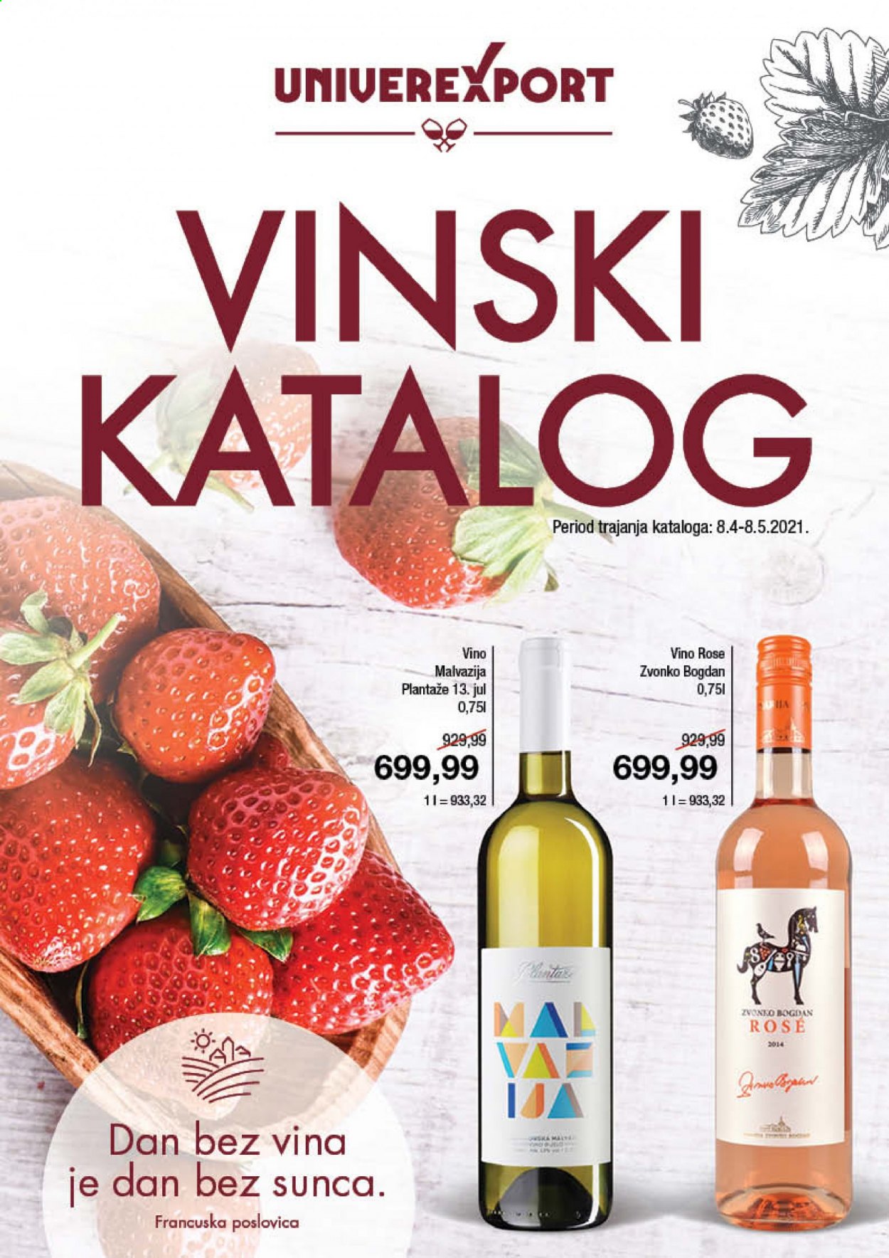 thumbnail - Univerexport katalog - 08.04.2021 - 08.05.2021 - Proizvodi na akciji - roze vino, vino. Stranica 1.
