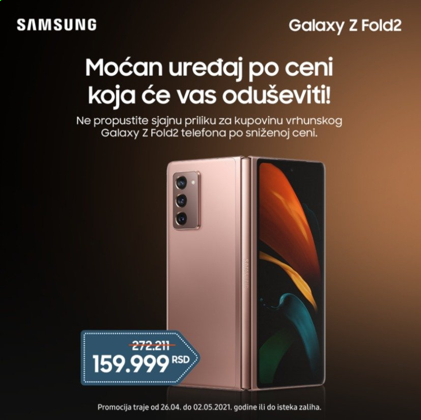 thumbnail - Tehnomanija katalog - 26.04.2021 - 02.05.2021 - Proizvodi na akciji - Samsung, Samsung Galaxy Z, Samsung Galaxy Z Fold2. Stranica 1.