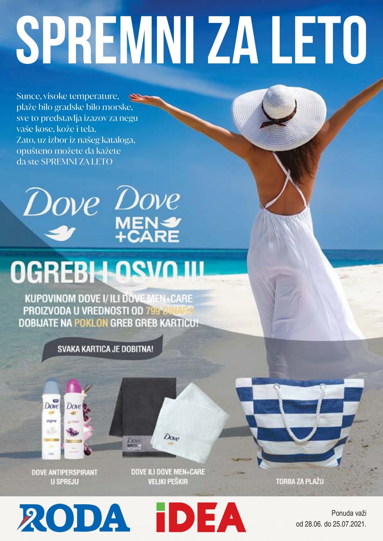 thumbnail - Roda katalog - 28.06.2021 - 25.07.2021 - Proizvodi na akciji - Dove, dezodorans, peškir, torba, torba za plažu. Stranica 1.