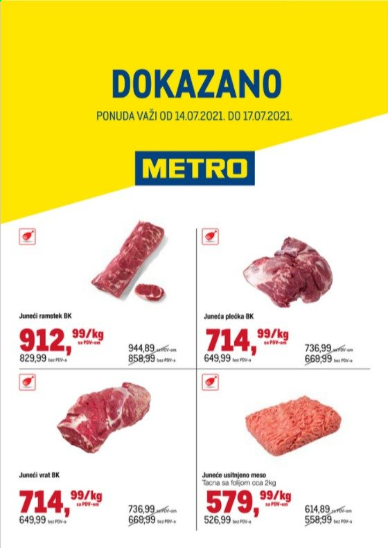 thumbnail - Metro katalog - 14.07.2021 - 17.07.2021 - Proizvodi na akciji - juneća plećka, juneće meso, juneći vrat, plećka, vrat, mleveno meso. Stranica 1.