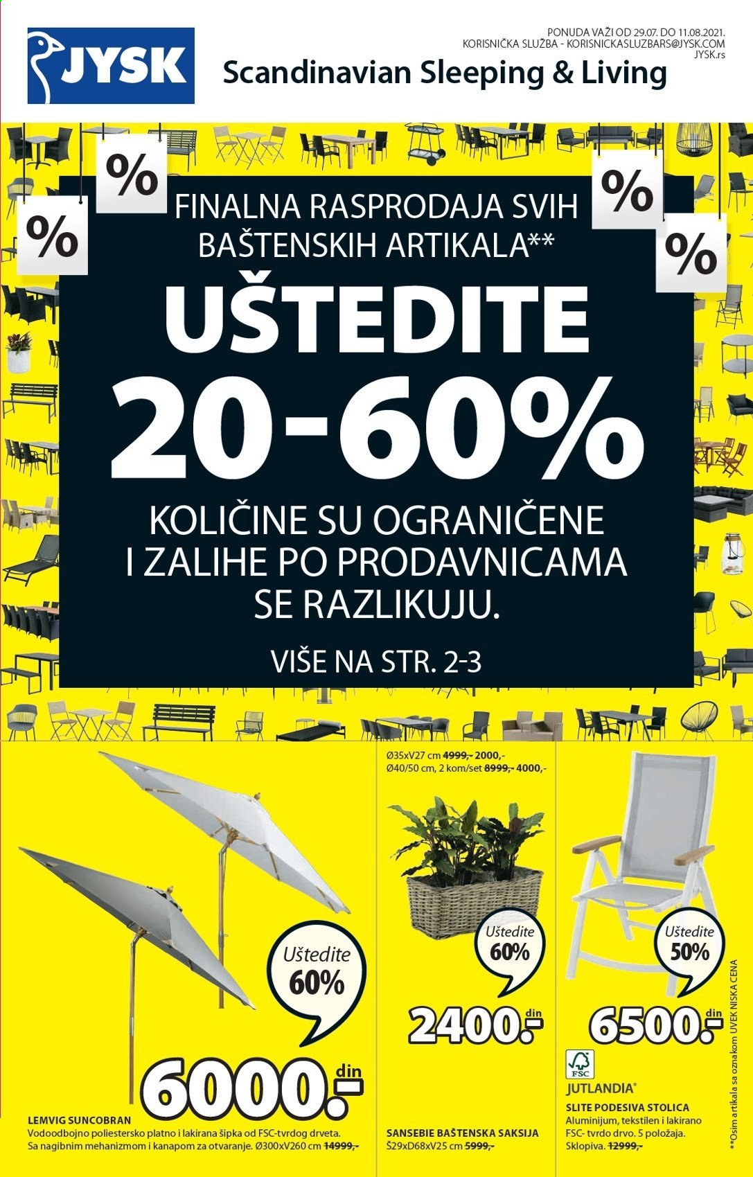 JYSK katalog - 29.07.2021 - 11.08.2021. Stranica 1