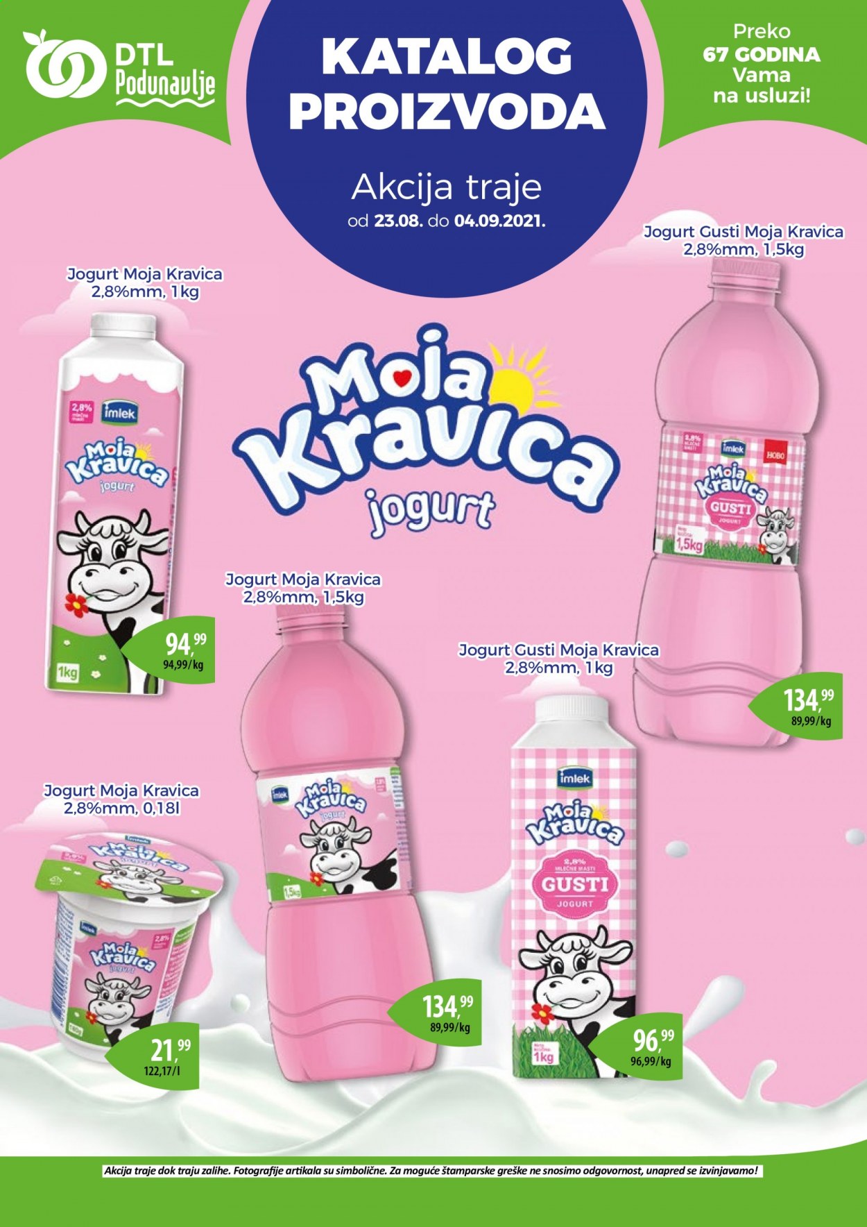 thumbnail - Podunavlje katalog - 23.08.2021 - 04.09.2021 - Proizvodi na akciji - Imlek, Moja Kravica, jogurt. Stranica 1.