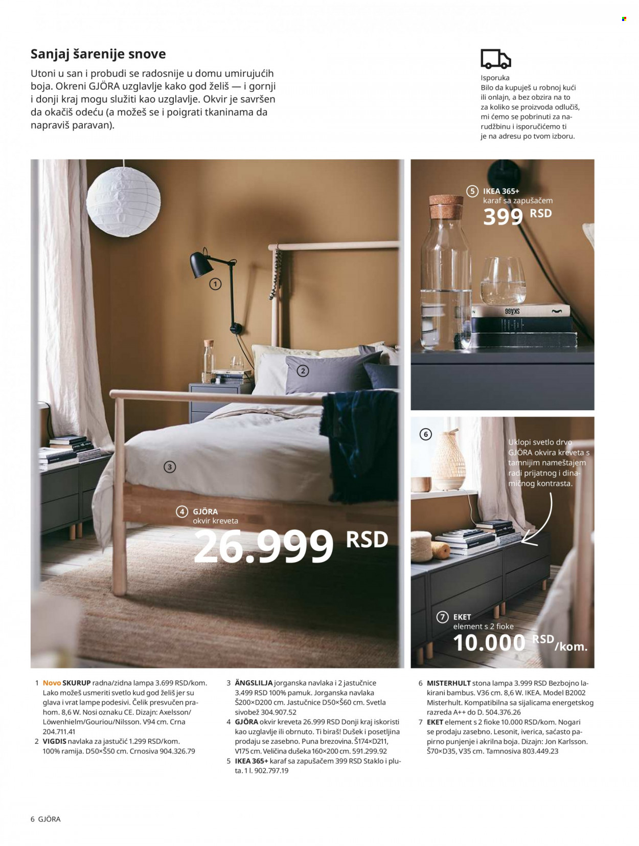 thumbnail - IKEA katalog - Proizvodi na akciji - karaf, posteljine, jorganska navlaka, navlaka za jastučić, Wahl, krevet, ram kreveta, dušek, fioke, lampa, radna lampa, zidna lampa. Stranica 6.