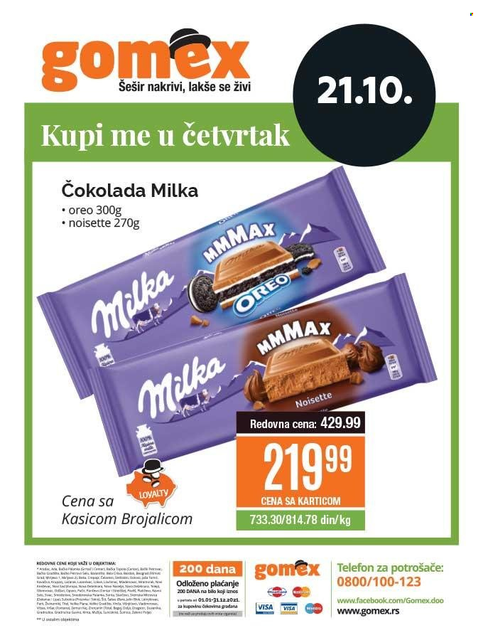 thumbnail - Gomex katalog - 21.10.2021 - 21.10.2021 - Proizvodi na akciji - Milka, Oreo, čokolada, ren. Stranica 1.