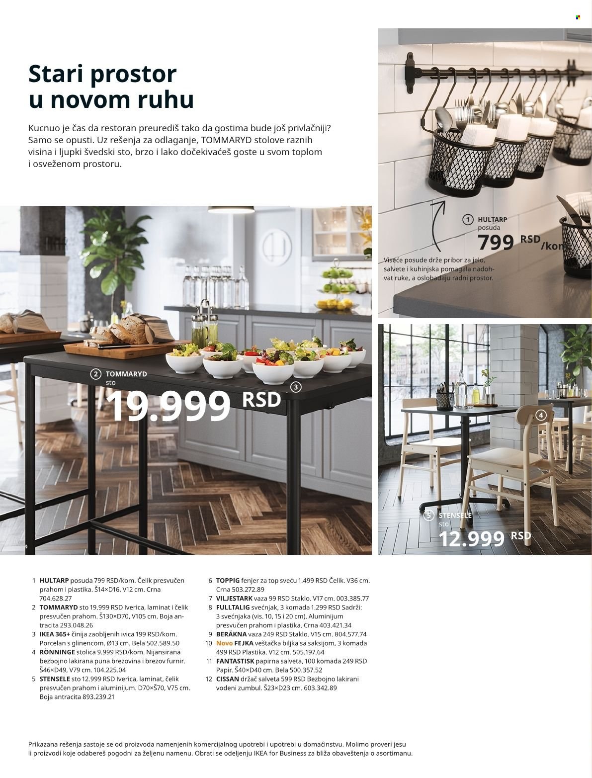 thumbnail - IKEA katalog - Proizvodi na akciji - činija, pribor za jelo, salvete, svećnjak, sto, stolica, vaza, fenjer, veštačka biljka. Stranica 26.