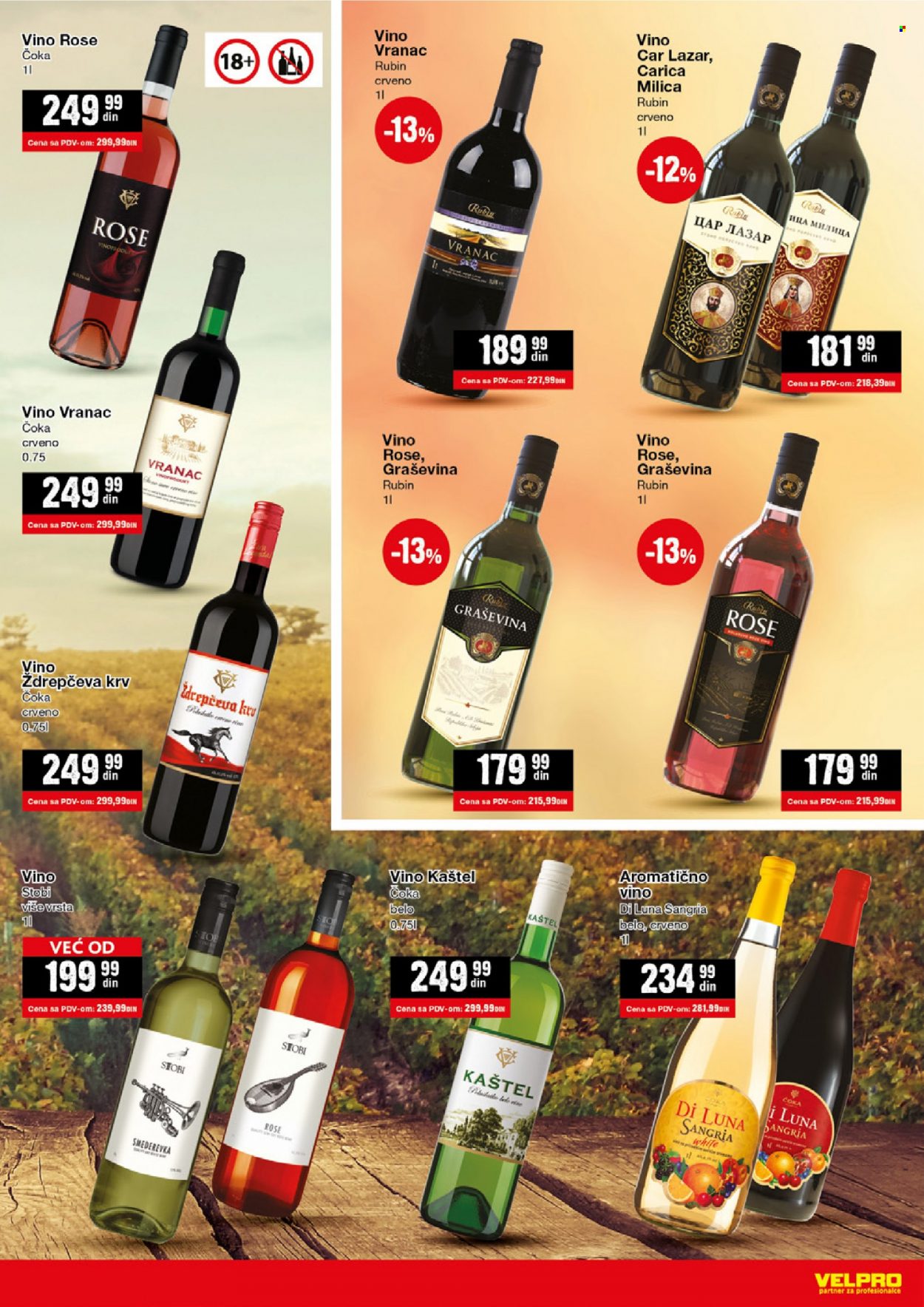 thumbnail - Velpro katalog - 08.11.2021 - 04.12.2021 - Proizvodi na akciji - crveno vino, Graševina, roze vino, Rubin, vino, Vranac, sangria. Stranica 17.