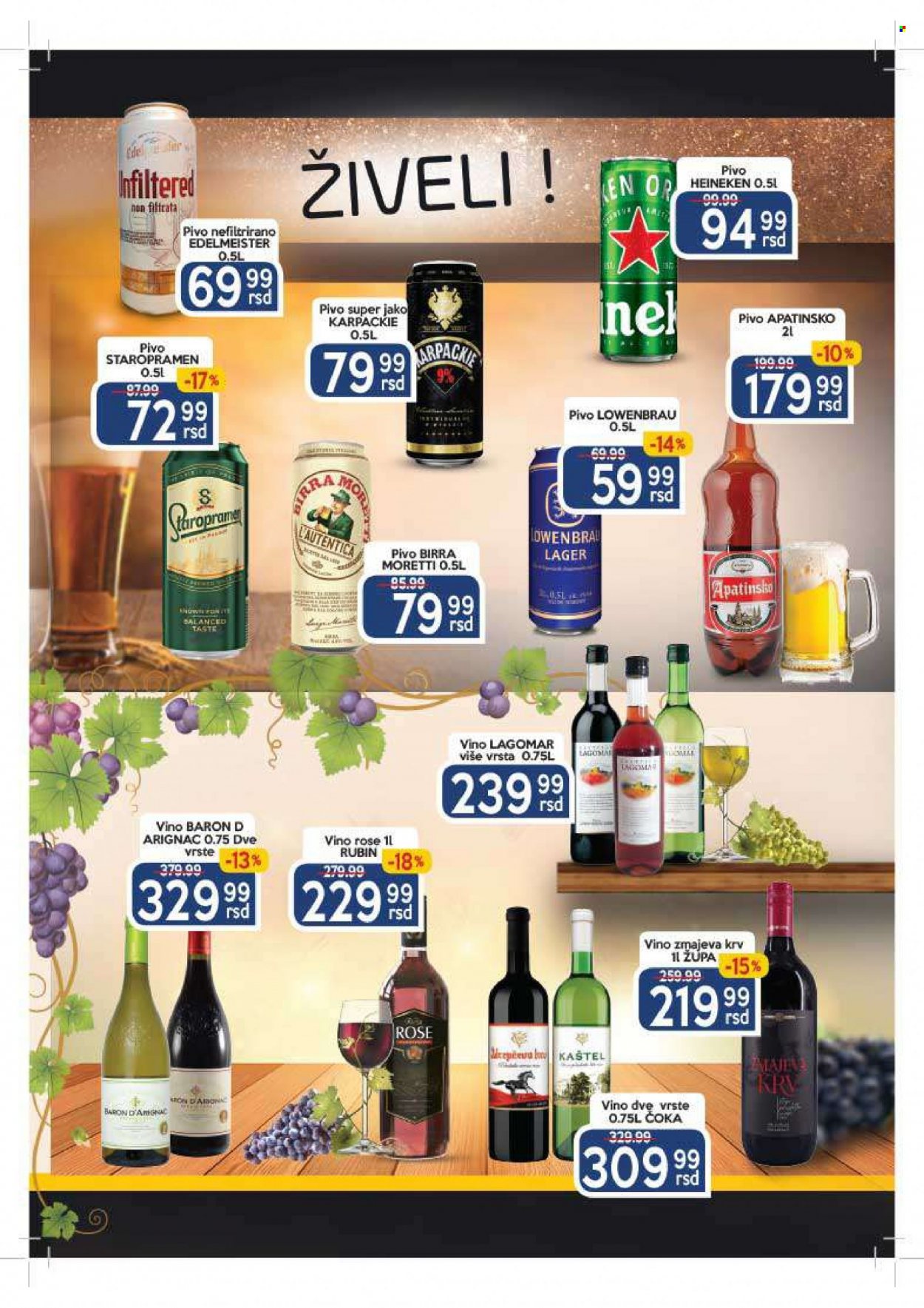 thumbnail - Aman katalog - 22.11.2021 - 05.12.2021 - Proizvodi na akciji - Heineken, Staropramen, Löwenbräu, pivo, roze vino, Rubin, vino. Stranica 19.