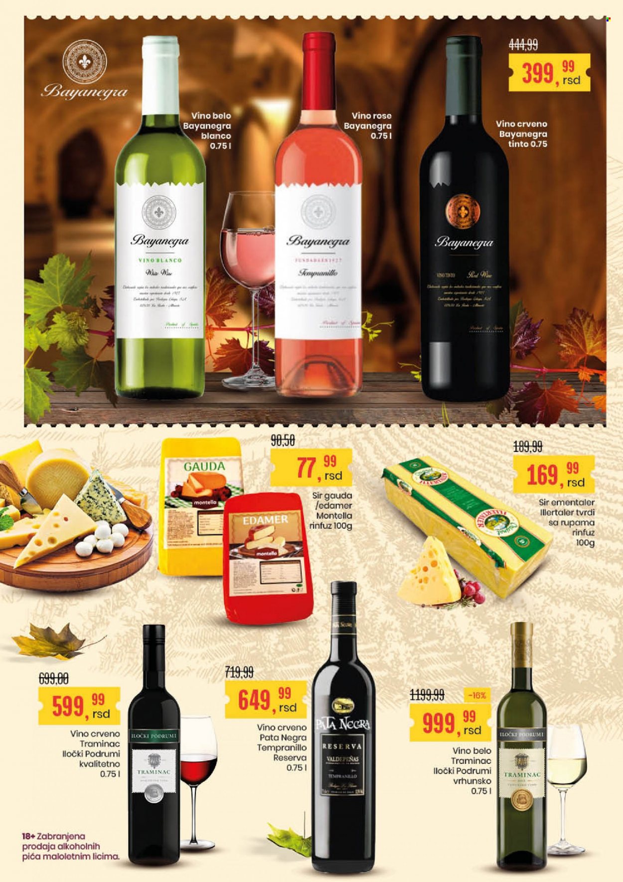thumbnail - Aroma Market katalog - 26.11.2021 - 09.12.2021 - Proizvodi na akciji - crveno vino, roze vino, belo vino, vino, edamer, ementaler, sir, gouda. Stranica 6.
