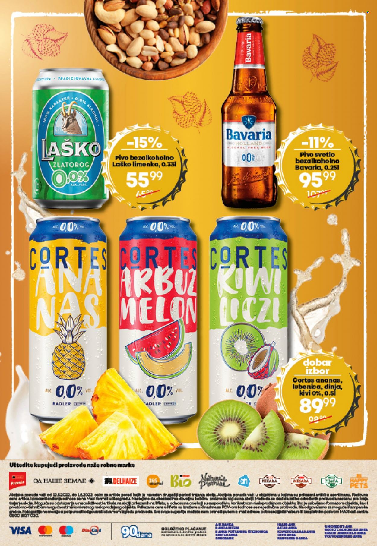 thumbnail - Maxi katalog - 12.05.2022 - 01.06.2022 - Proizvodi na akciji - pivo svetle, Radler, Bavaria, pivo bezalkoholno, Zlatorog, Laško, pivo, lubenica, ananas, kivi, dinja. Stranica 16.