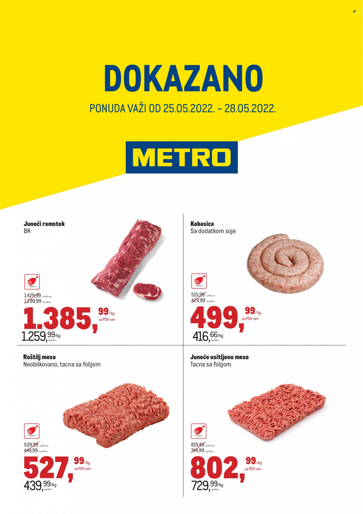 thumbnail - Metro katalog - 25.05.2022 - 28.05.2022 - Proizvodi na akciji - ramstek, roštilj meso, kobasica, soja. Stranica 1.