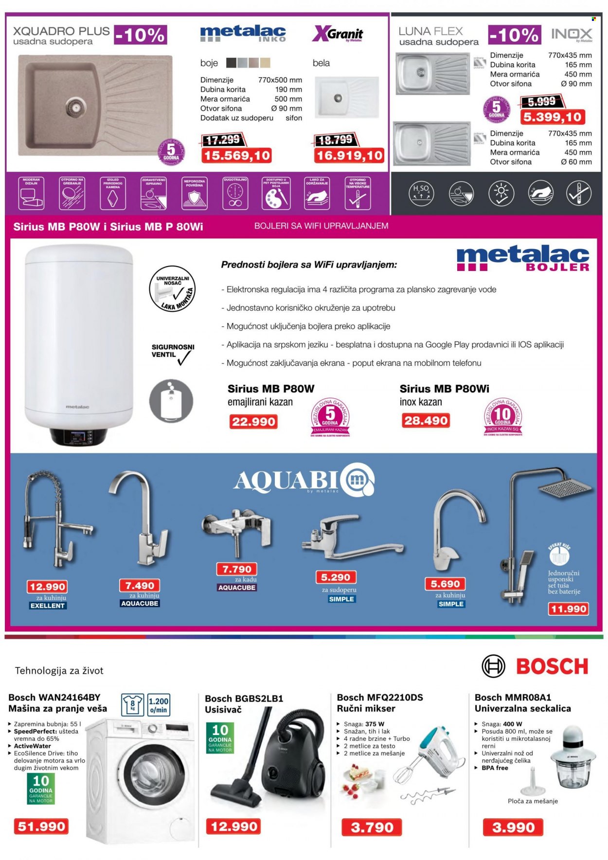 thumbnail - Metalac Market katalog - 01.08.2022 - 31.08.2022 - Proizvodi na akciji - Bosch, bojler, mašina za pranje veša, usisivač, mikser, seckalica, ručni mikser. Stranica 5.
