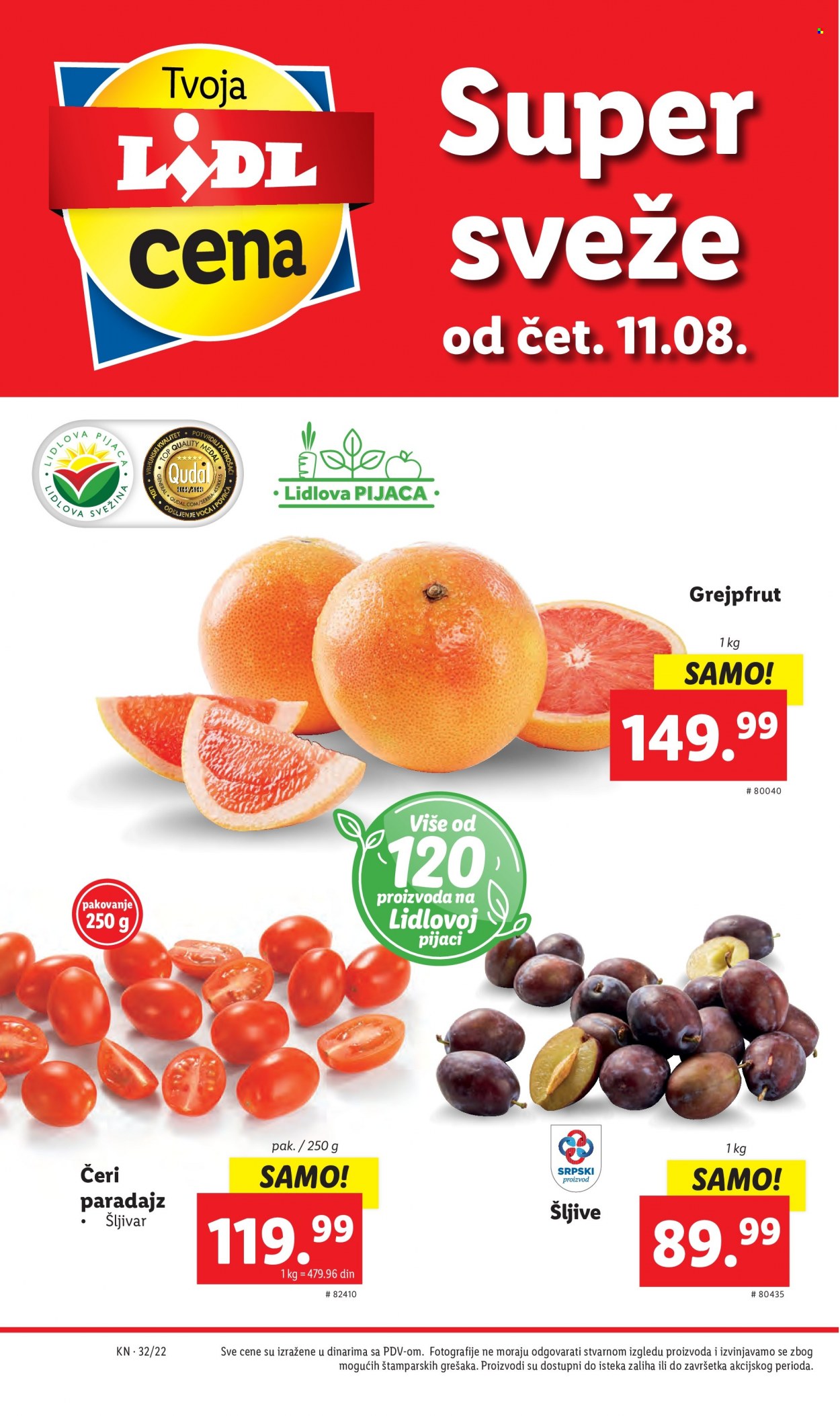 thumbnail - Lidl katalog - 11.08.2022 - 17.08.2022 - Proizvodi na akciji - paradajz, paradajz cherry, grejpfrut. Stranica 4.