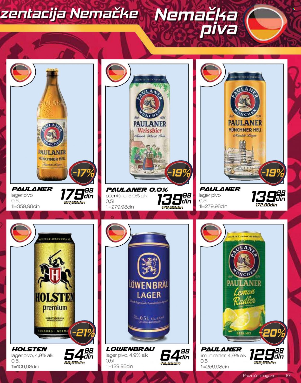 thumbnail - Roda katalog - 21.11.2022 - 11.12.2022 - Proizvodi na akciji - alkohol, lager pivo, Paulaner, pivo, pšenično pivo, Löwenbräu, Radler. Stranica 87.