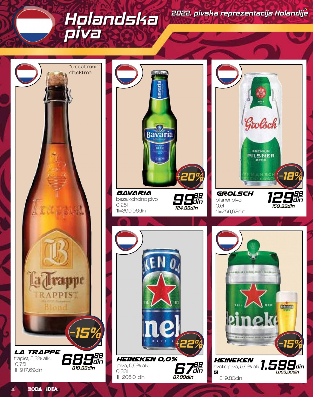 thumbnail - Roda katalog - 21.11.2022 - 11.12.2022 - Proizvodi na akciji - alkohol, pivo, Bavaria, pivo bezalkoholno, Heineken, pivo svetle. Stranica 88.