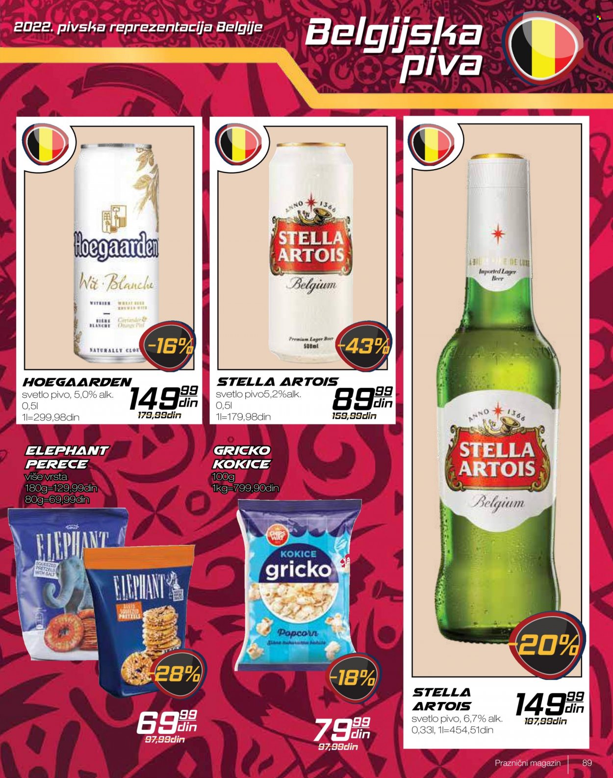thumbnail - Roda katalog - 21.11.2022 - 11.12.2022 - Proizvodi na akciji - alkohol, Hoegaarden, pivo, pivo svetle, Stella Artois, perece, popcorn. Stranica 89.