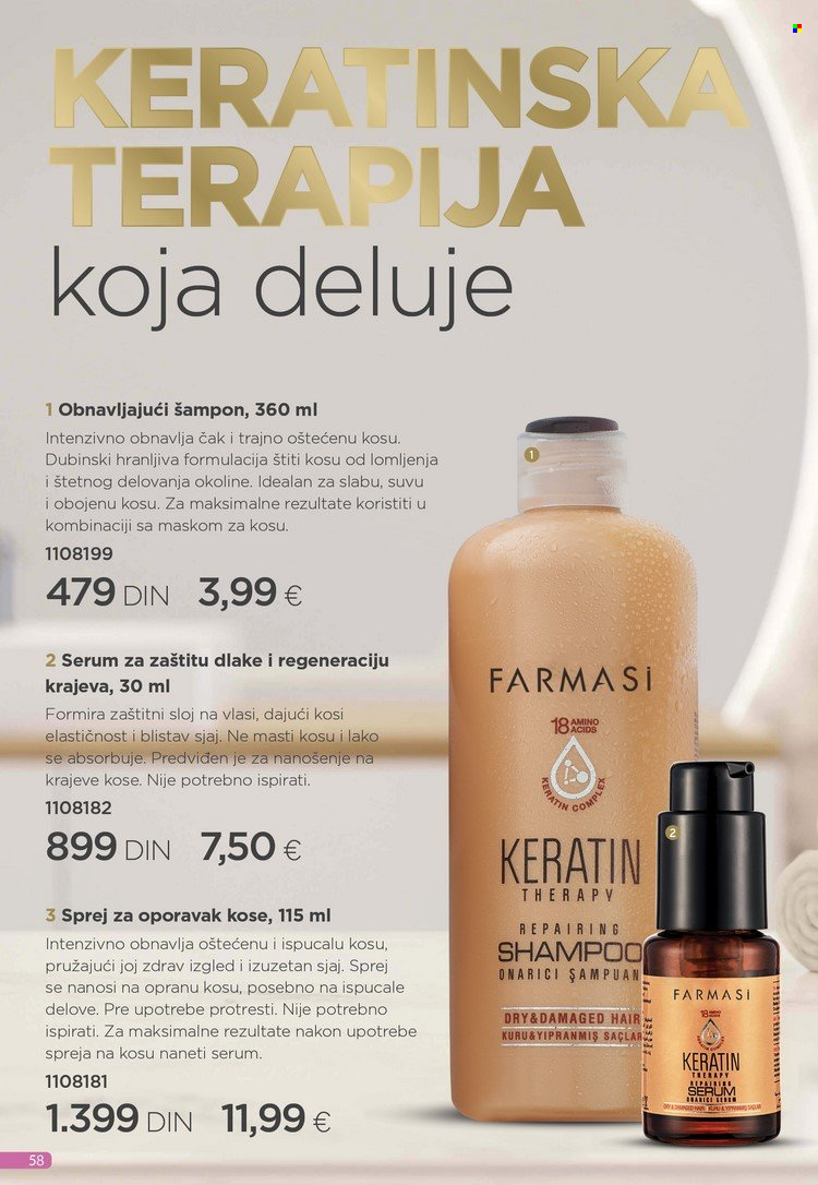 thumbnail - Farmasi katalog - 01.01.2023 - 31.01.2023 - Proizvodi na akciji - serum, Keratin, šampon. Stranica 58.