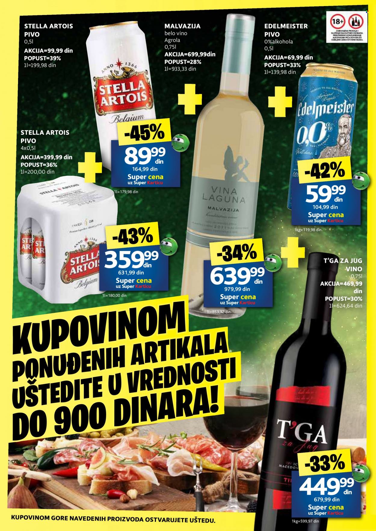 thumbnail - Idea katalog - 23.01.2023 - 05.02.2023 - Proizvodi na akciji - alkohol, pivo, Stella Artois, belo vino, Malvazija, vino, crveno vino. Stranica 3.