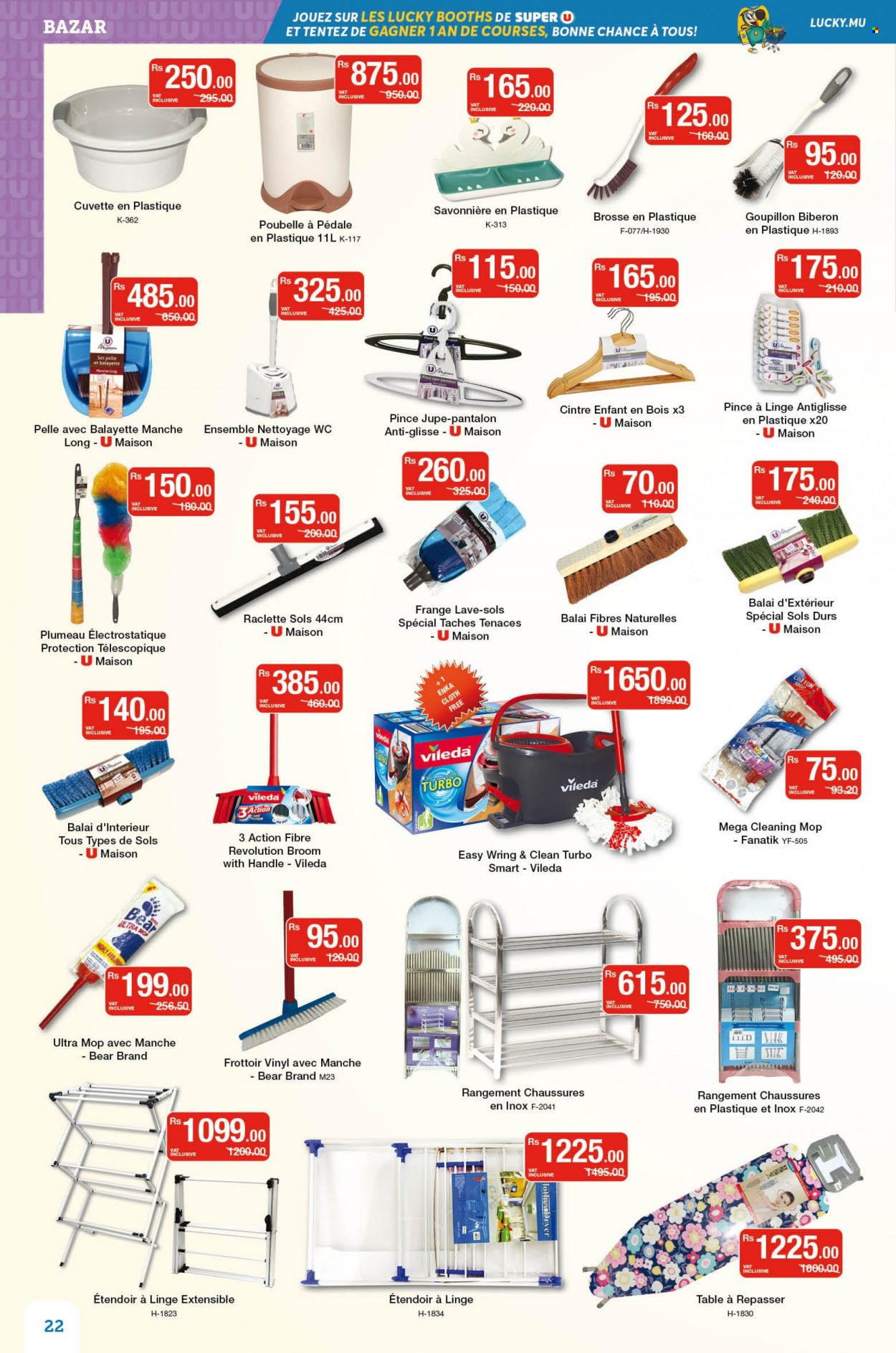 thumbnail - Super U Catalogue - 23.09.2022 - 6.10.2022 - Sales products - raclette cheese, Vileda, mop, broom. Page 22.
