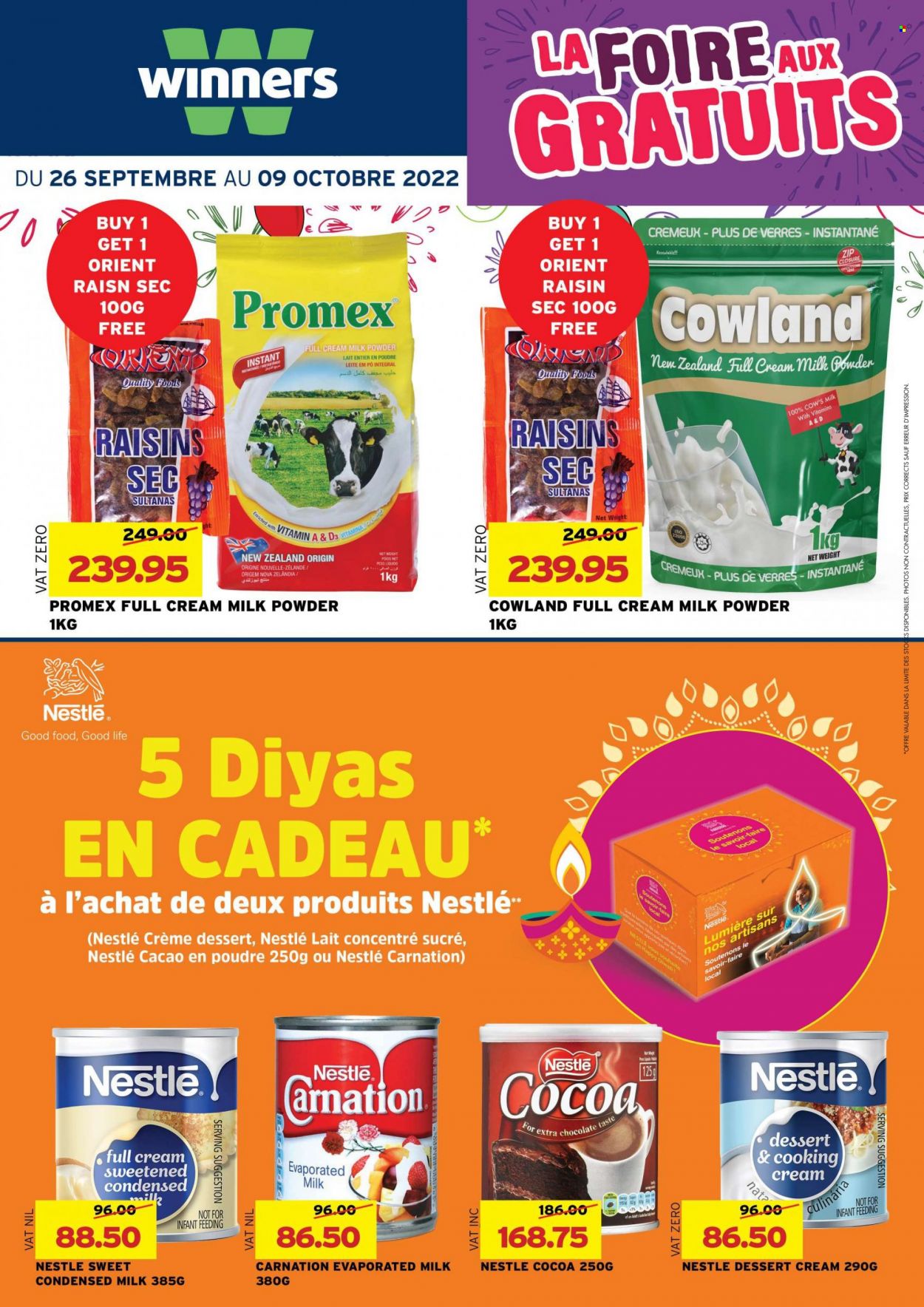 thumbnail - Winner's Catalogue - 26.09.2022 - 9.10.2022 - Sales products - evaporated milk, condensed milk, milk powder, chocolate, cocoa, Good Life, sultanas, dried fruit, mouse, vitamin D3, Nestlé, raisins. Page 3.