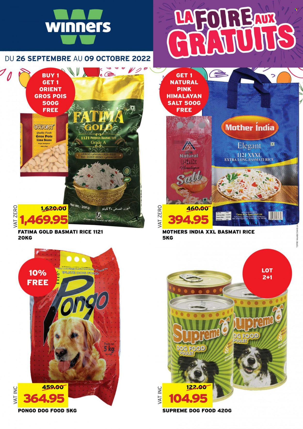 thumbnail - Winner's Catalogue - 26.09.2022 - 9.10.2022 - Sales products - beans, lima beans, salt, basmati rice, rice, animal food, dog food. Page 17.