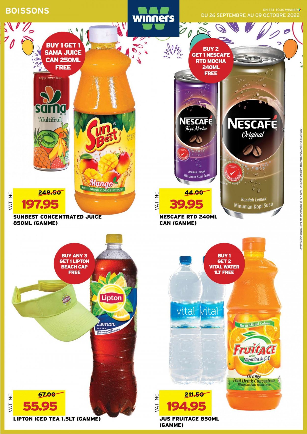 thumbnail - Winner's Catalogue - 26.09.2022 - 9.10.2022 - Sales products - mango, oranges, juice, fruit drink, ice tea, Lipton, Nescafé. Page 21.